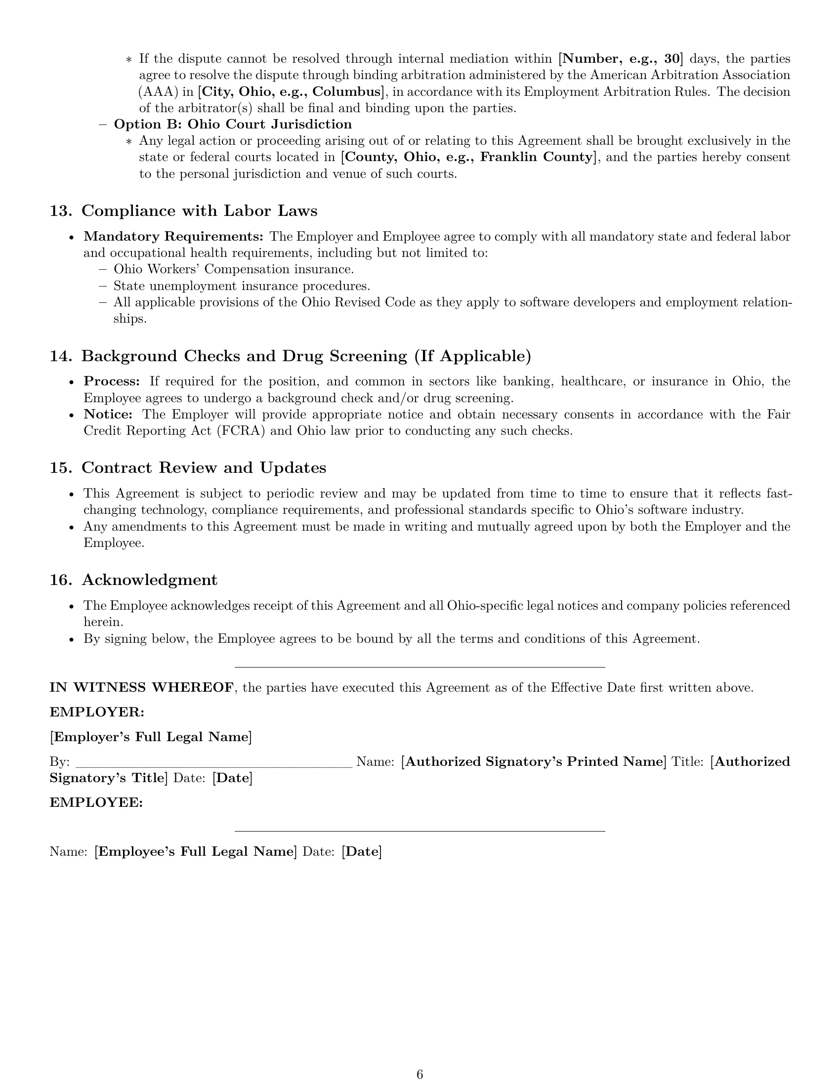 Preview page 6 of Pro Ohio software developer employment contract template