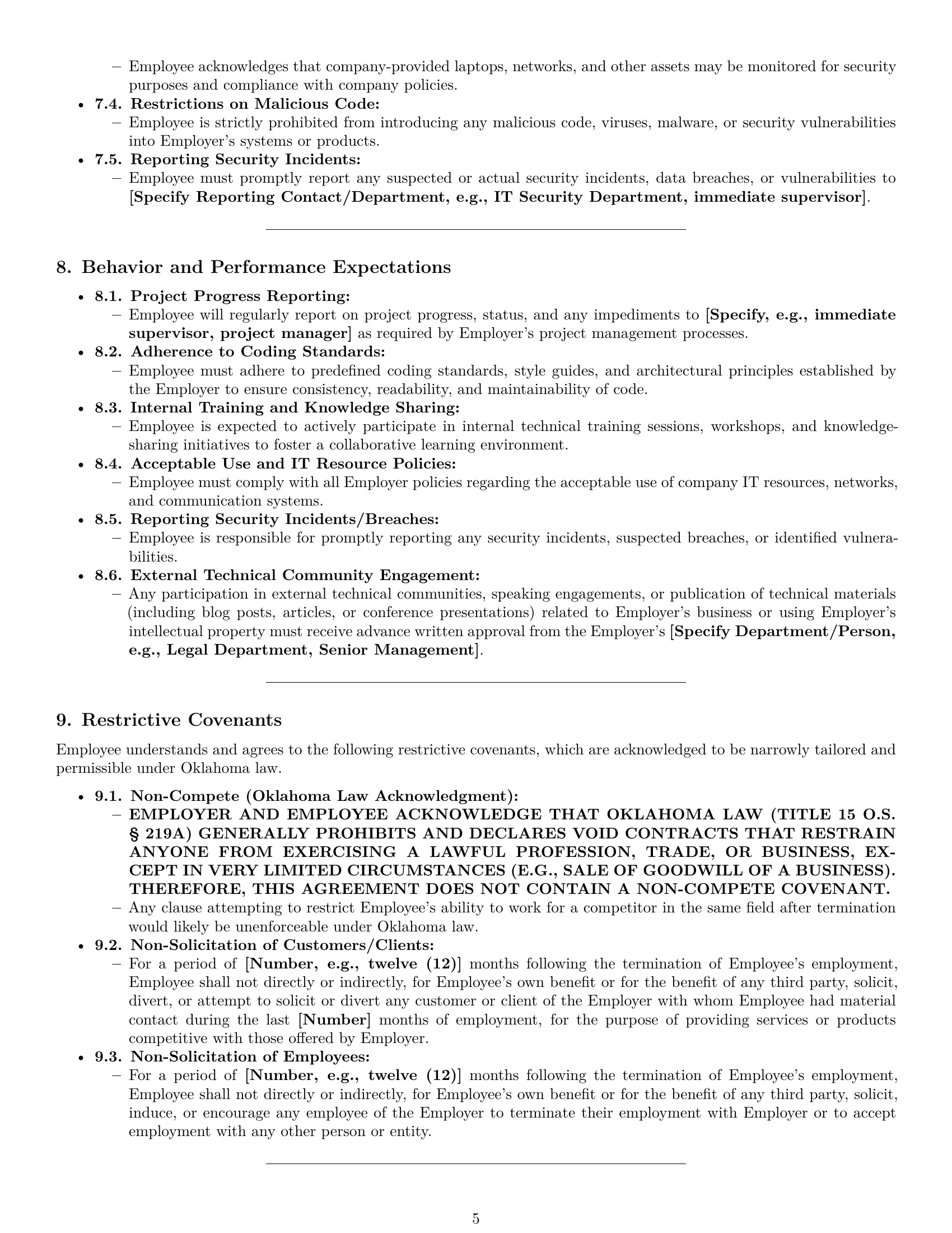 Preview page 5 of Pro Oklahoma software developer employment contract template