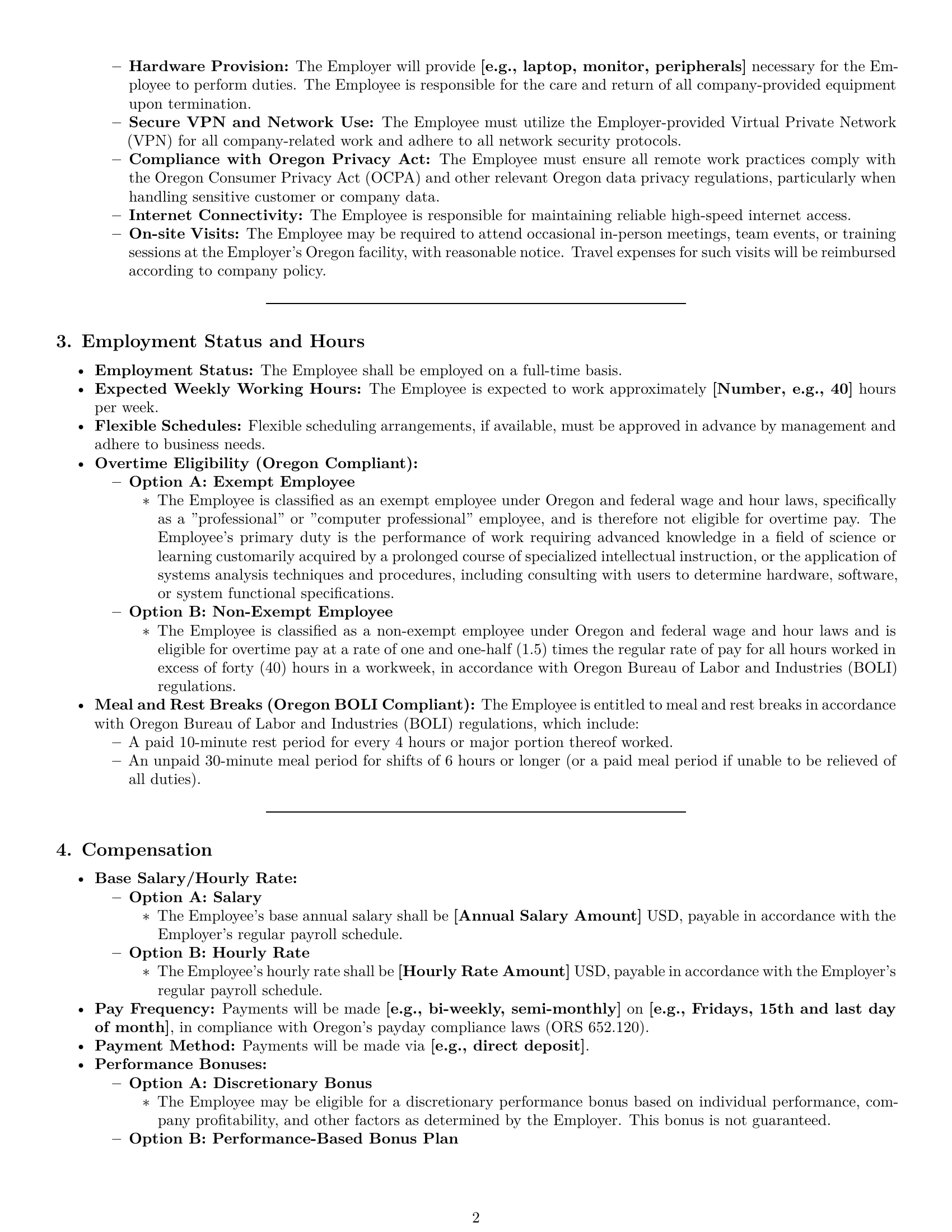 Preview page 2 of Pro Oregon software developer employment contract template