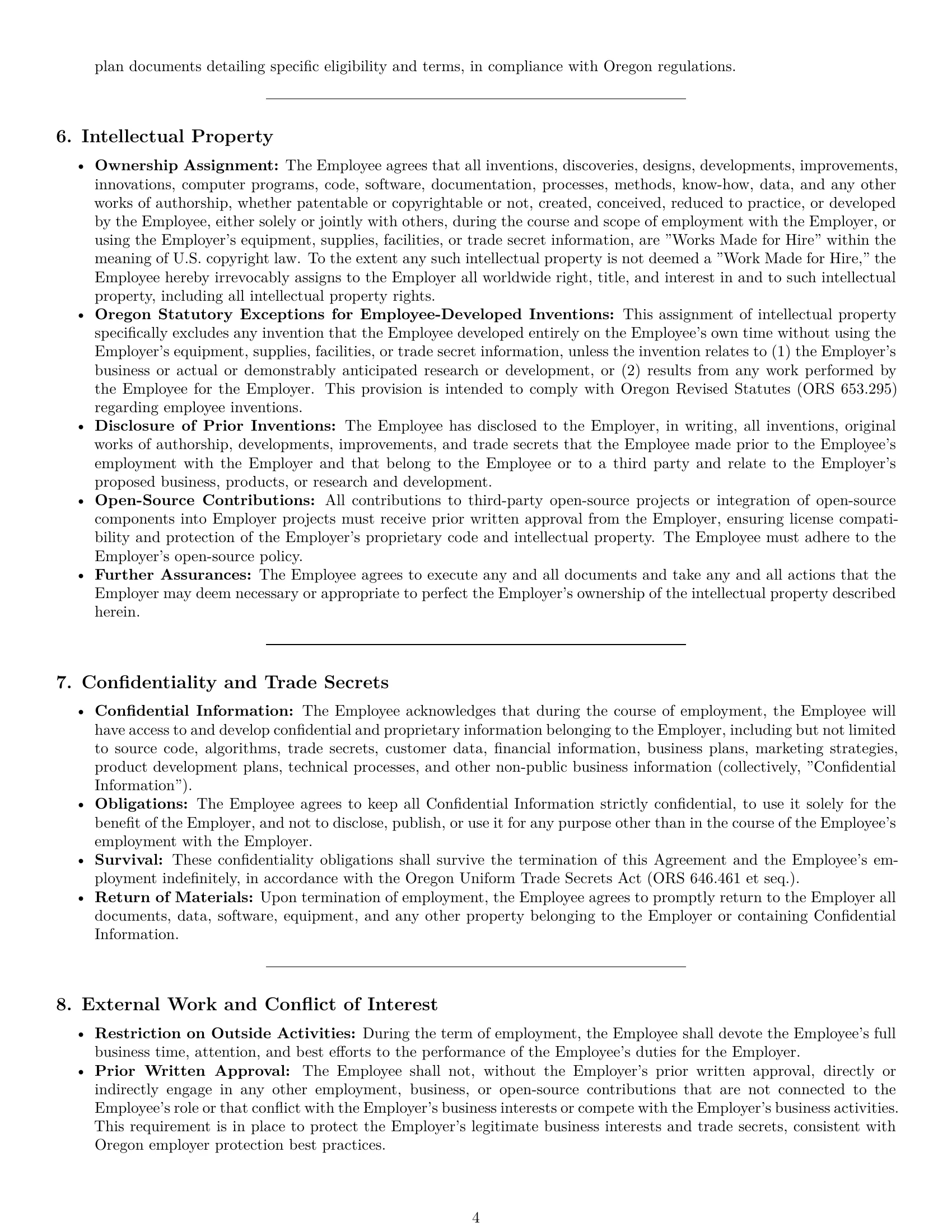 Preview page 4 of Pro Oregon software developer employment contract template