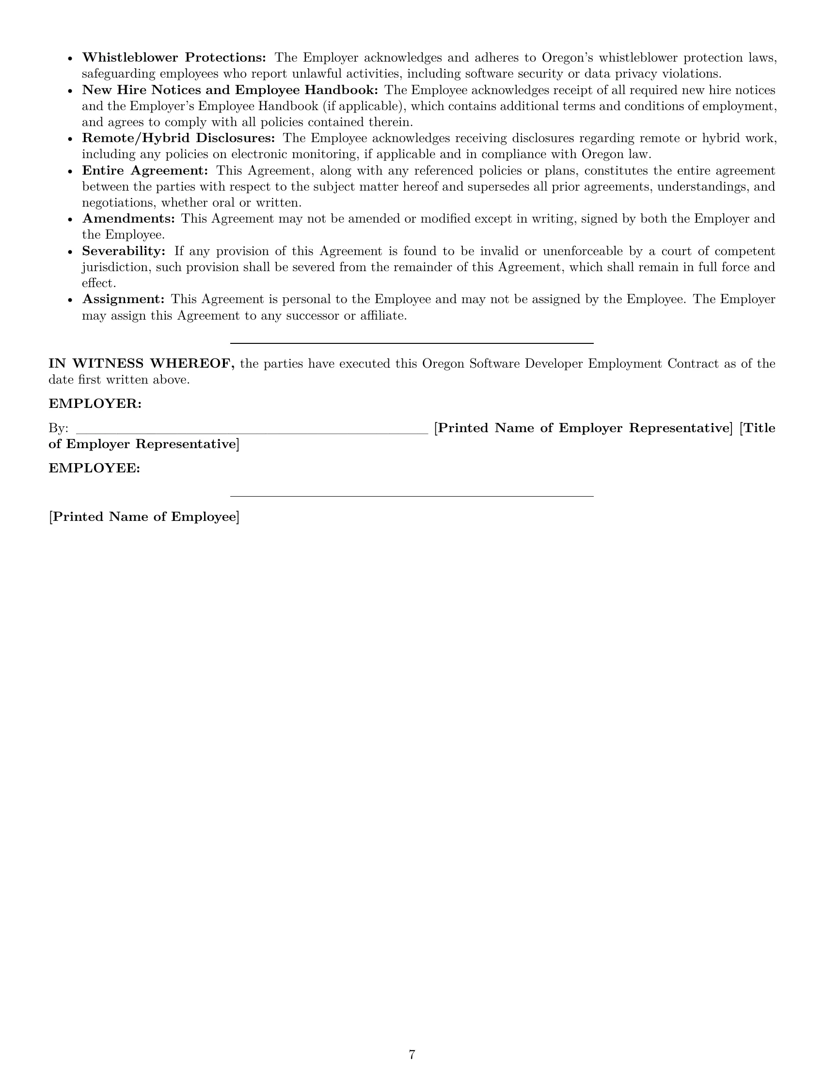 Preview page 7 of Pro Oregon software developer employment contract template