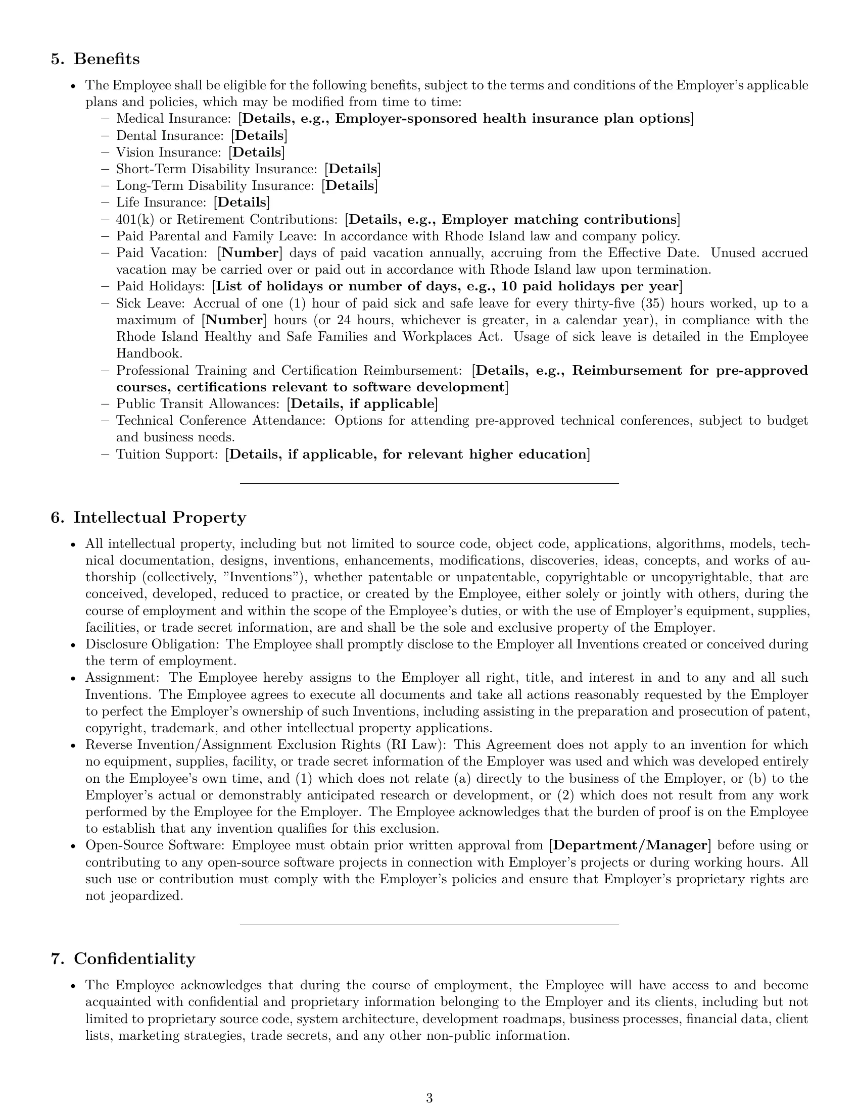 Preview page 3 of Pro Rhode Island software developer employment contract template