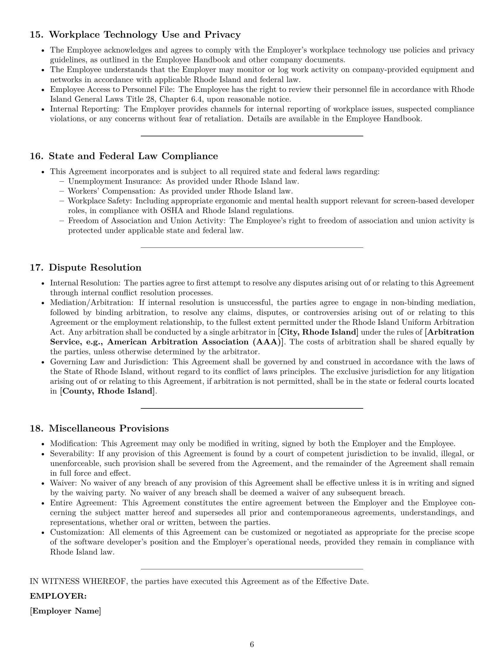 Preview page 6 of Pro Rhode Island software developer employment contract template