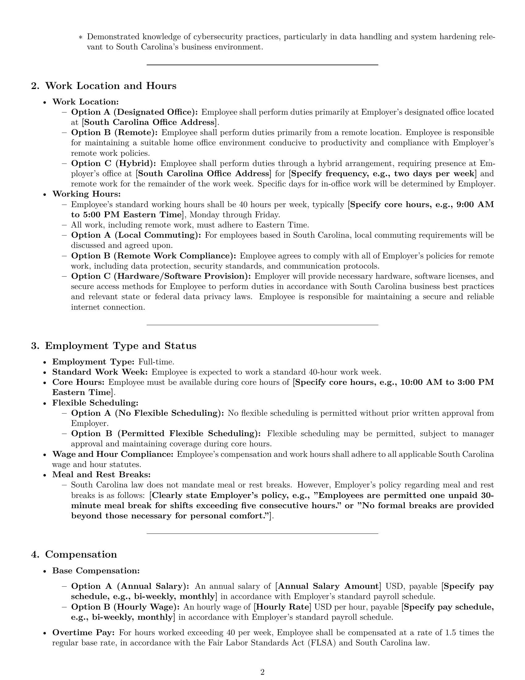 Preview page 2 of Pro South Carolina software developer employment contract template