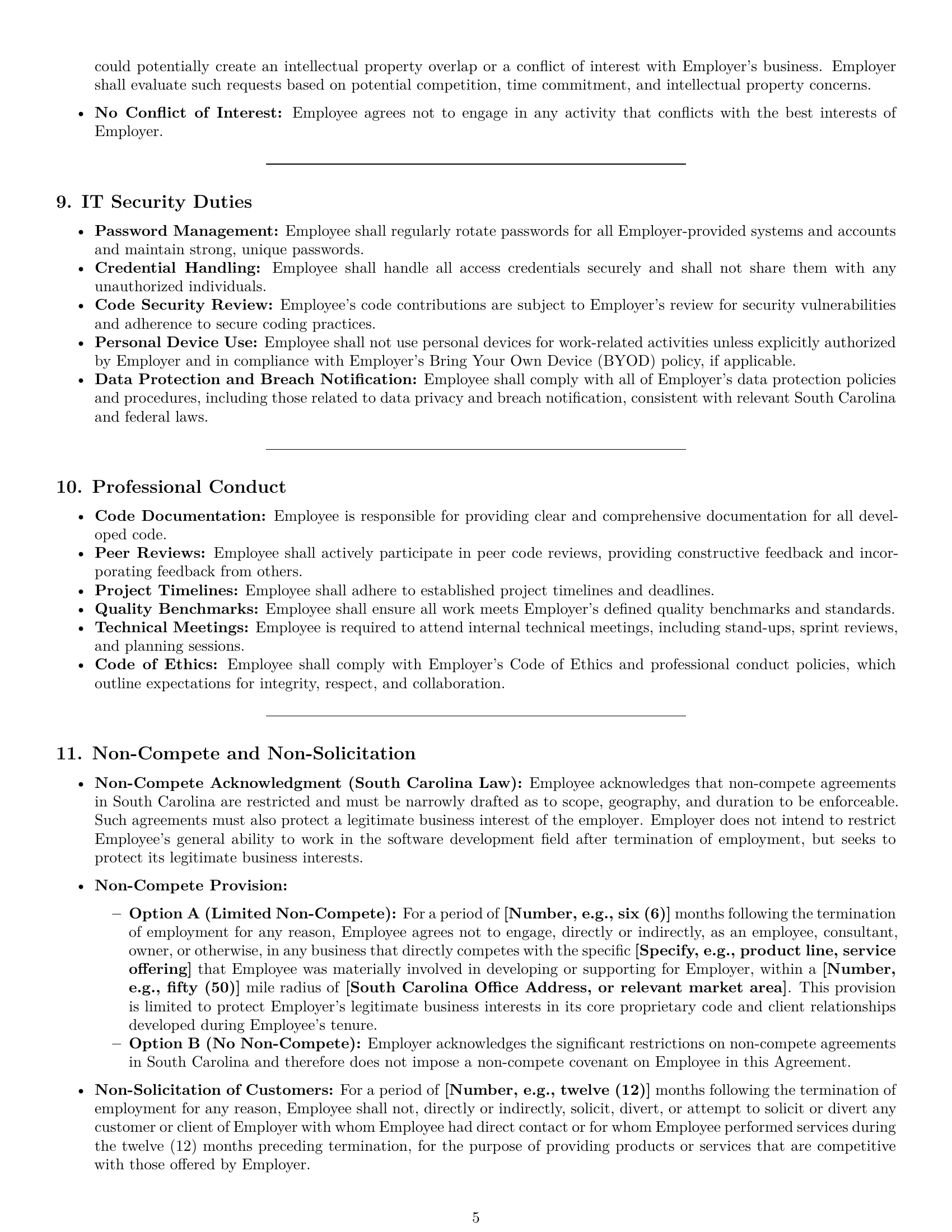 Preview page 5 of Pro South Carolina software developer employment contract template