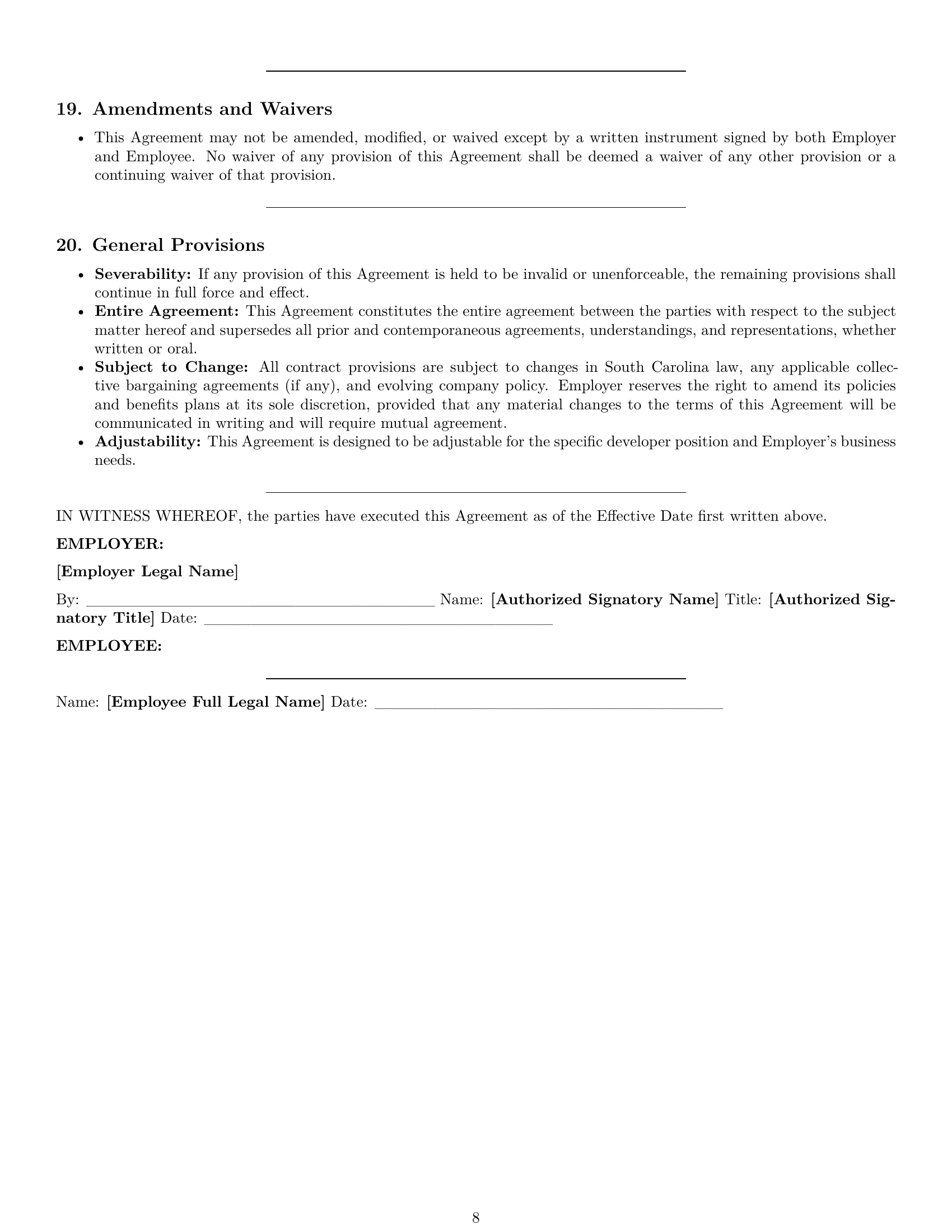 Preview page 8 of Pro South Carolina software developer employment contract template