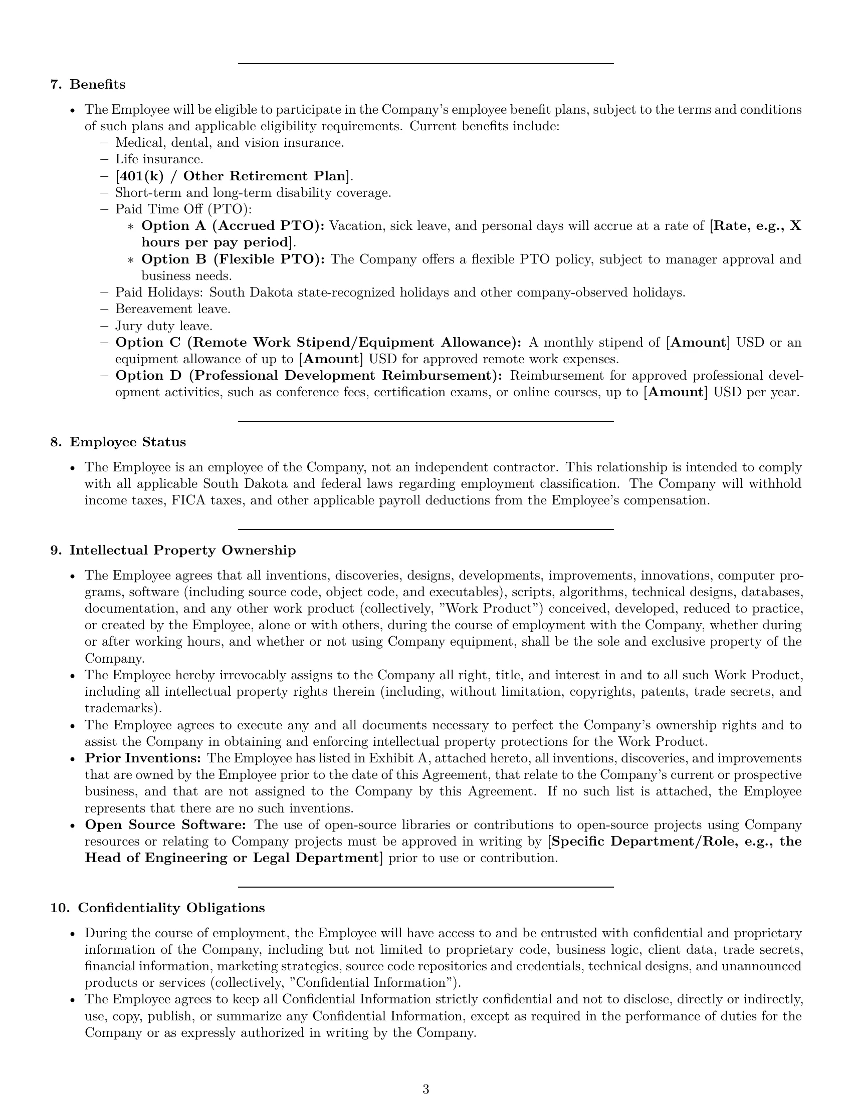 Preview page 3 of Pro South Dakota software developer employment contract template