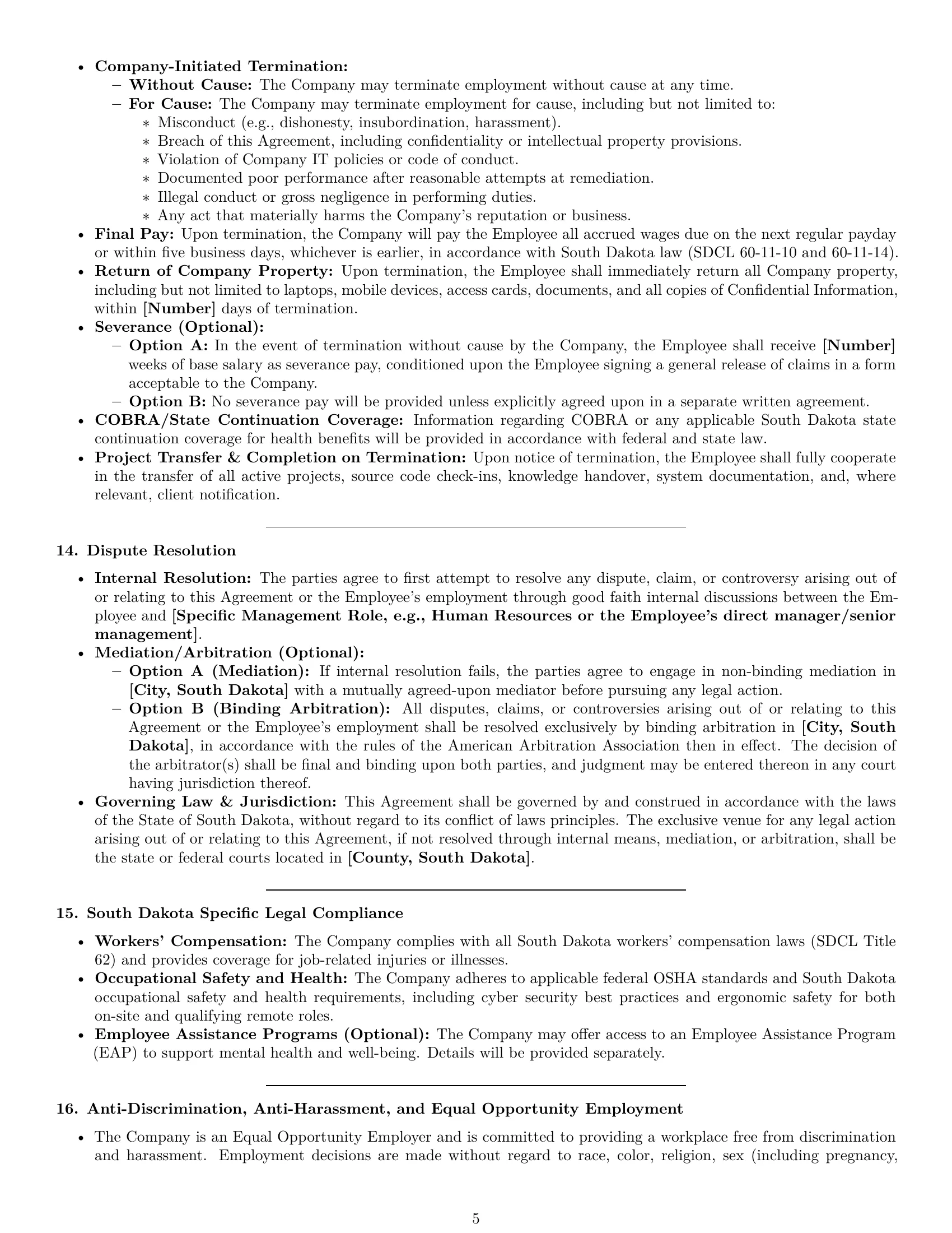 Preview page 5 of Pro South Dakota software developer employment contract template