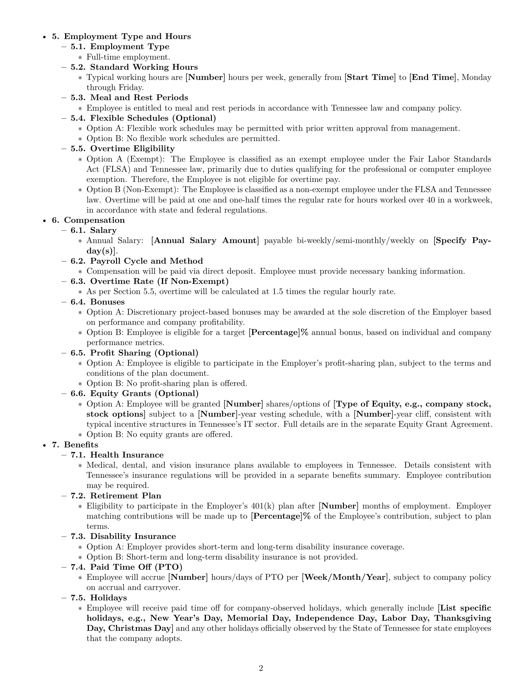 Preview page 2 of Pro Tennessee software developer employment contract template