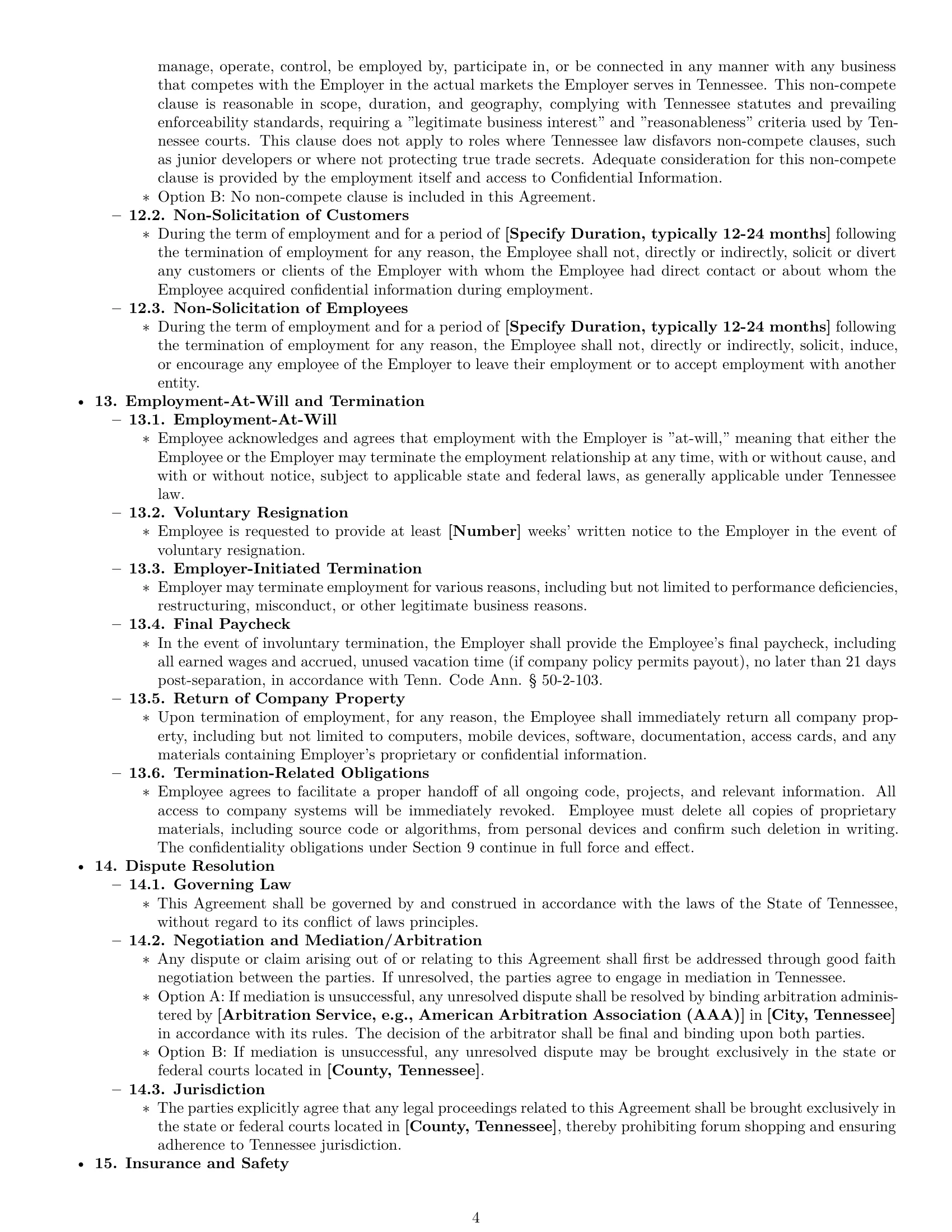 Preview page 4 of Pro Tennessee software developer employment contract template