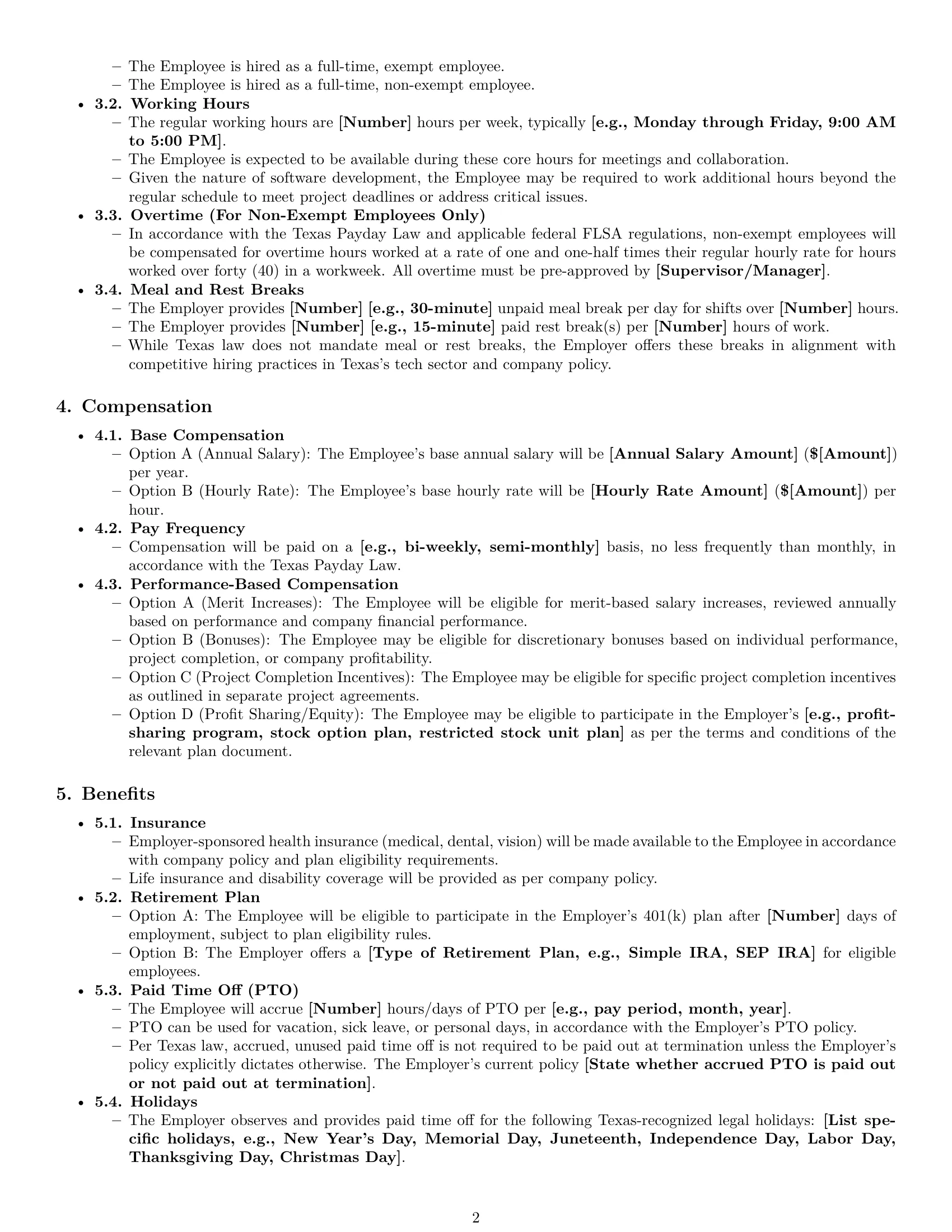 Preview page 2 of Pro Texas software developer employment contract template