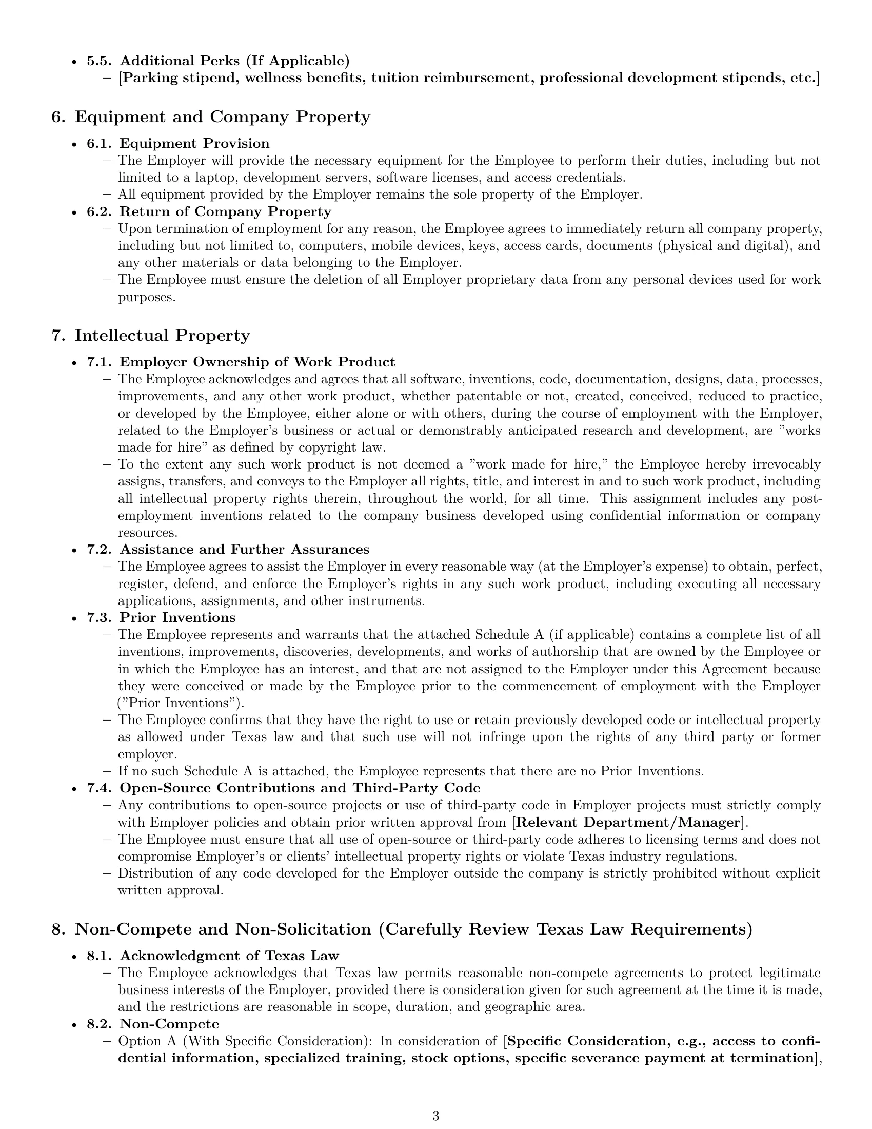 Preview page 3 of Pro Texas software developer employment contract template
