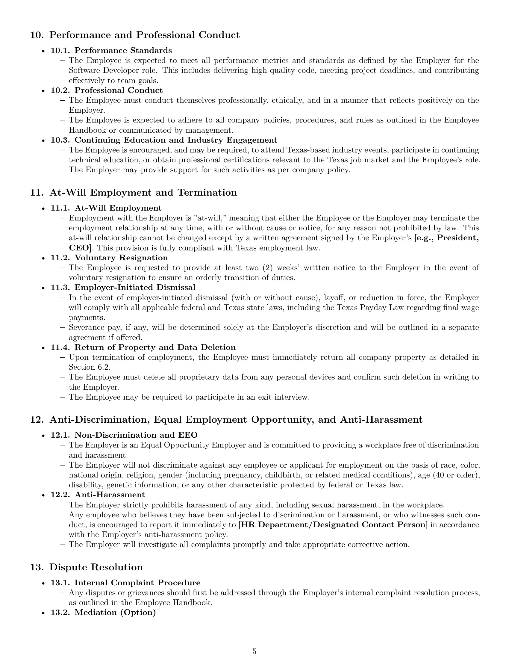 Preview page 5 of Pro Texas software developer employment contract template