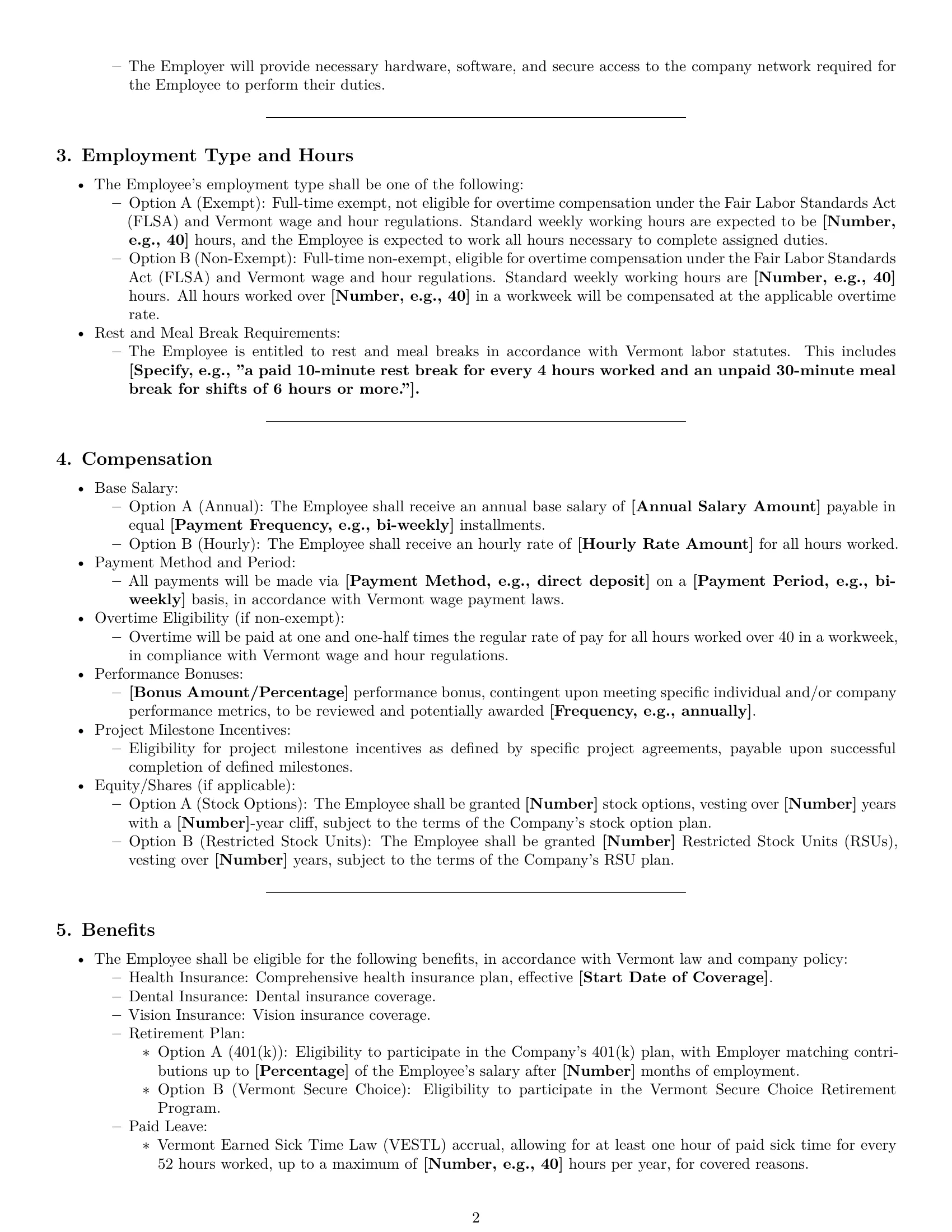 Preview page 2 of Pro Vermont software developer employment contract template