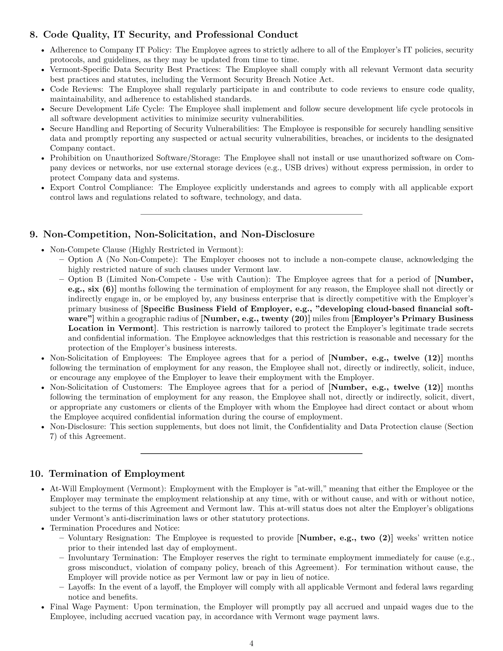 Preview page 4 of Pro Vermont software developer employment contract template