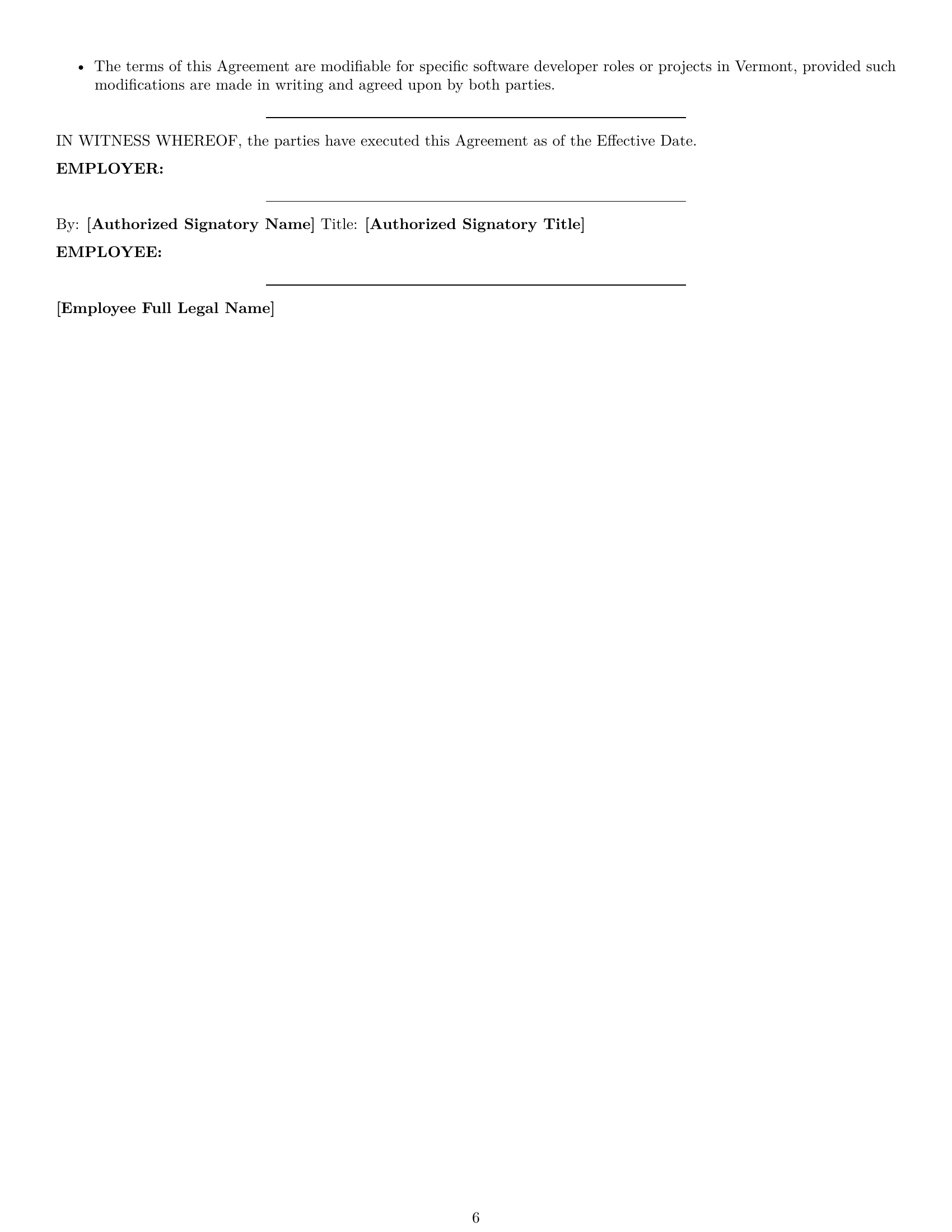 Preview page 6 of Pro Vermont software developer employment contract template