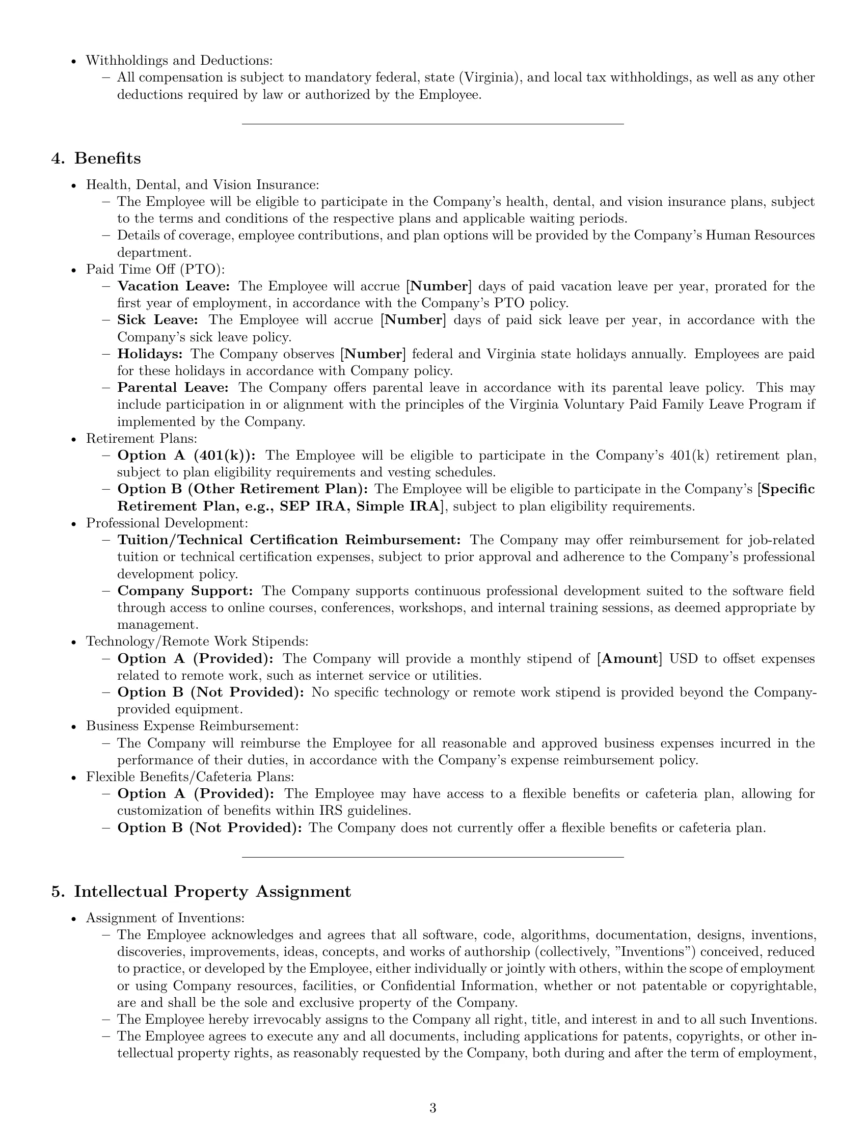 Preview page 3 of Pro Virginia software developer employment contract template