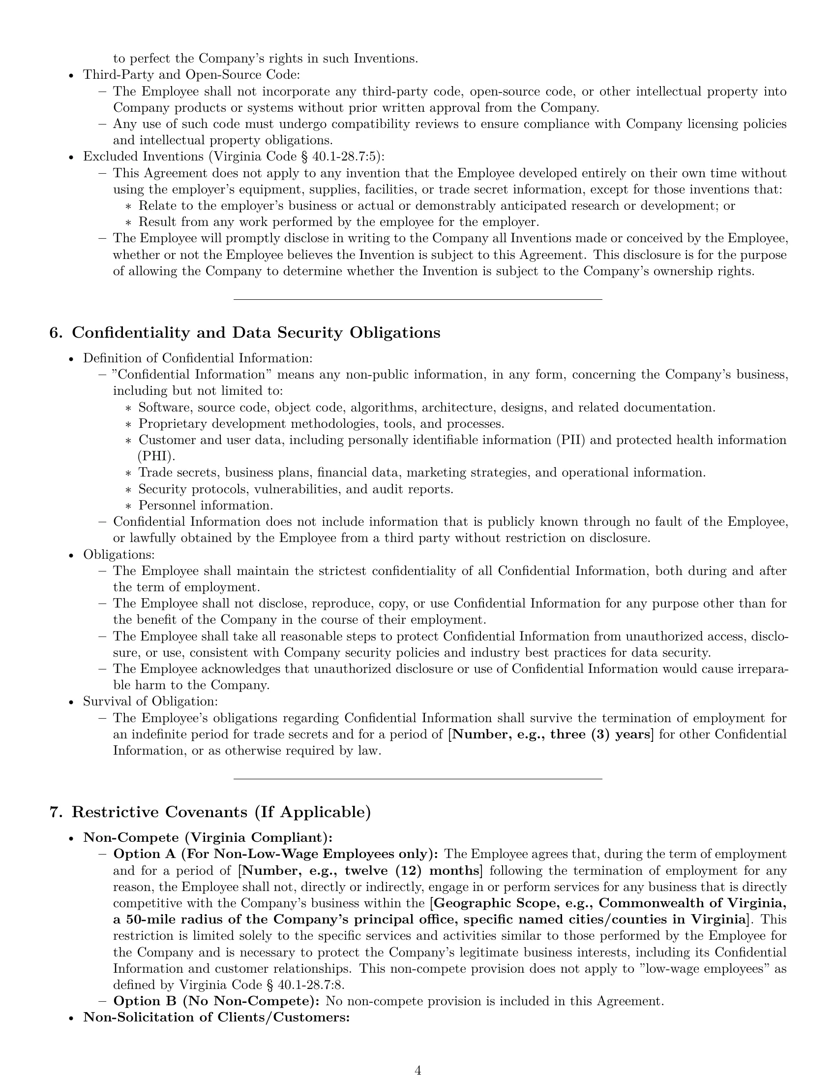 Preview page 4 of Pro Virginia software developer employment contract template
