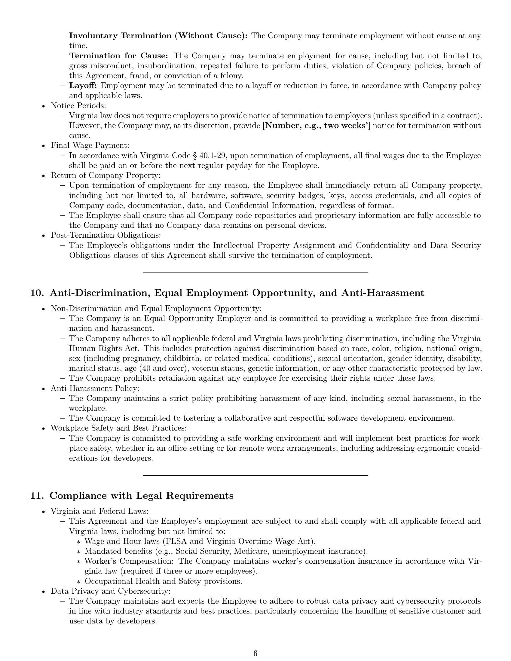 Preview page 6 of Pro Virginia software developer employment contract template