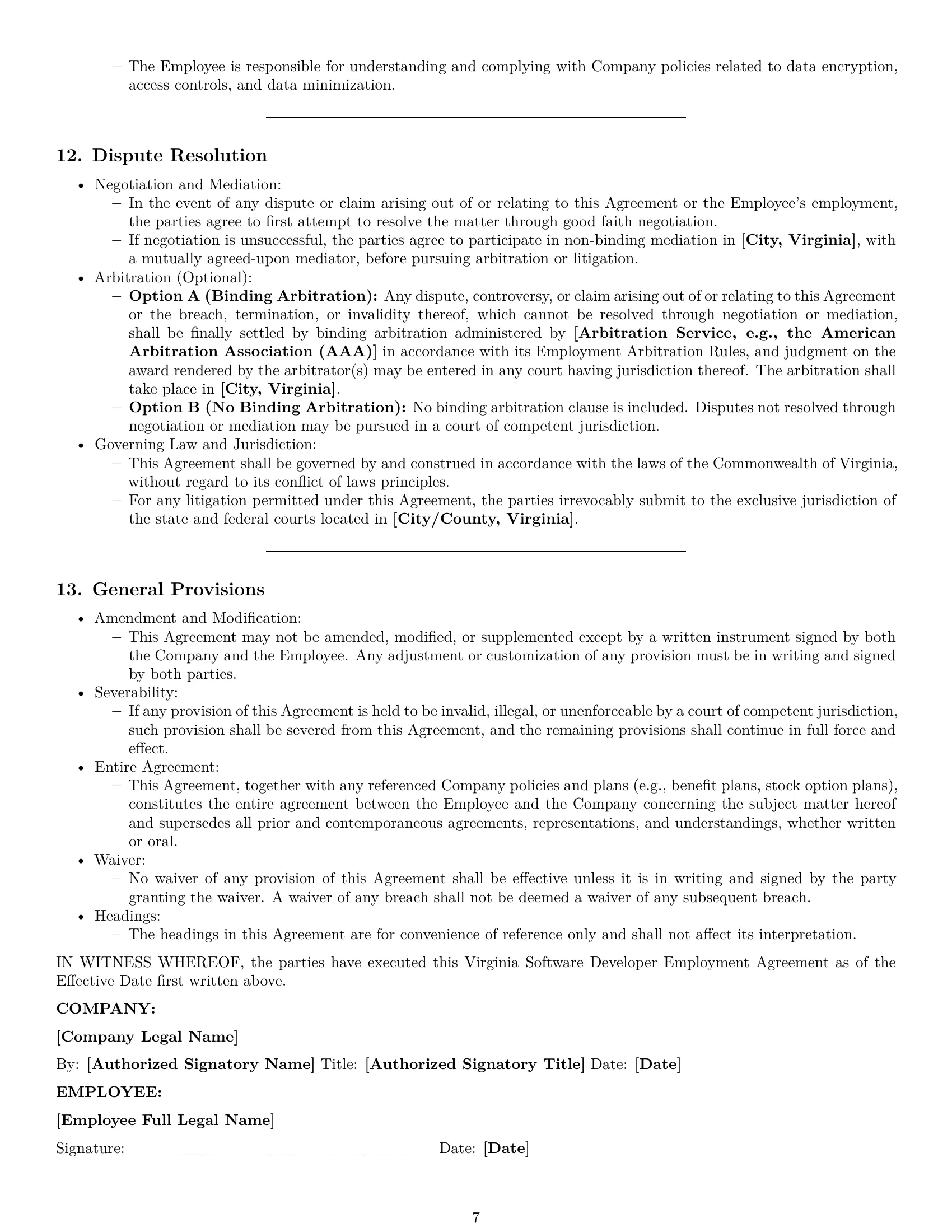 Preview page 7 of Pro Virginia software developer employment contract template