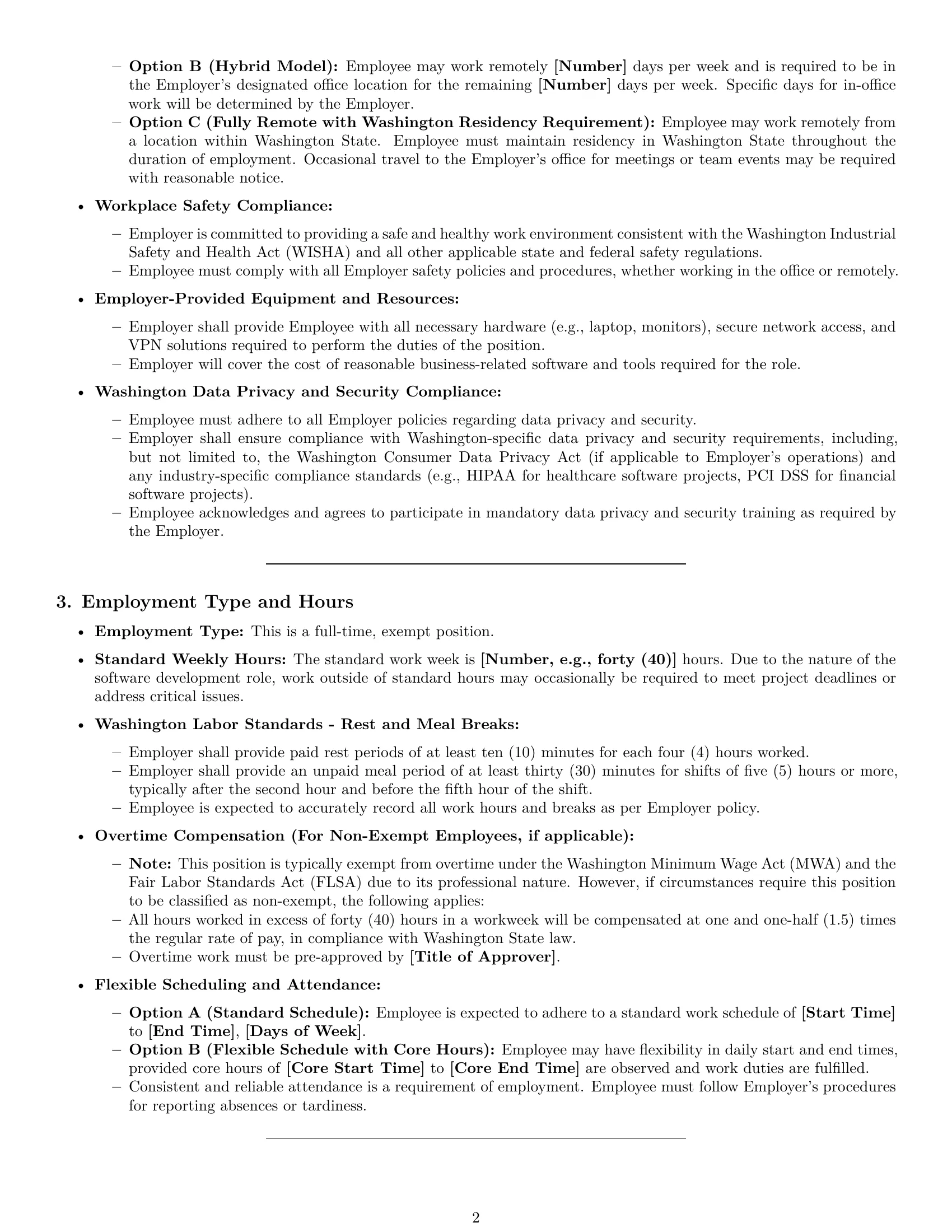 Preview page 2 of Pro Washington software developer employment contract template
