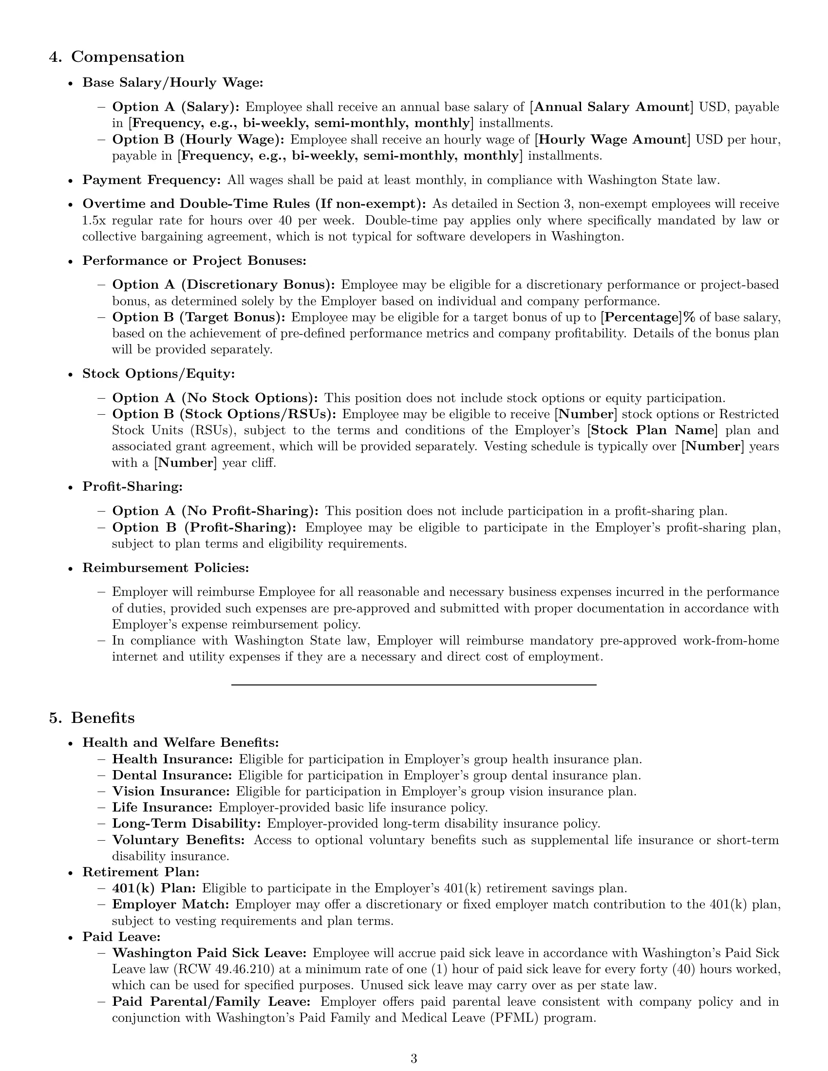 Preview page 3 of Pro Washington software developer employment contract template