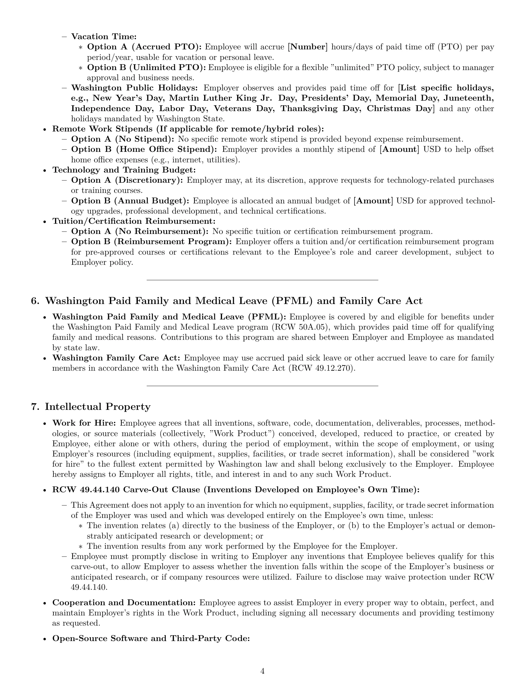 Preview page 4 of Pro Washington software developer employment contract template