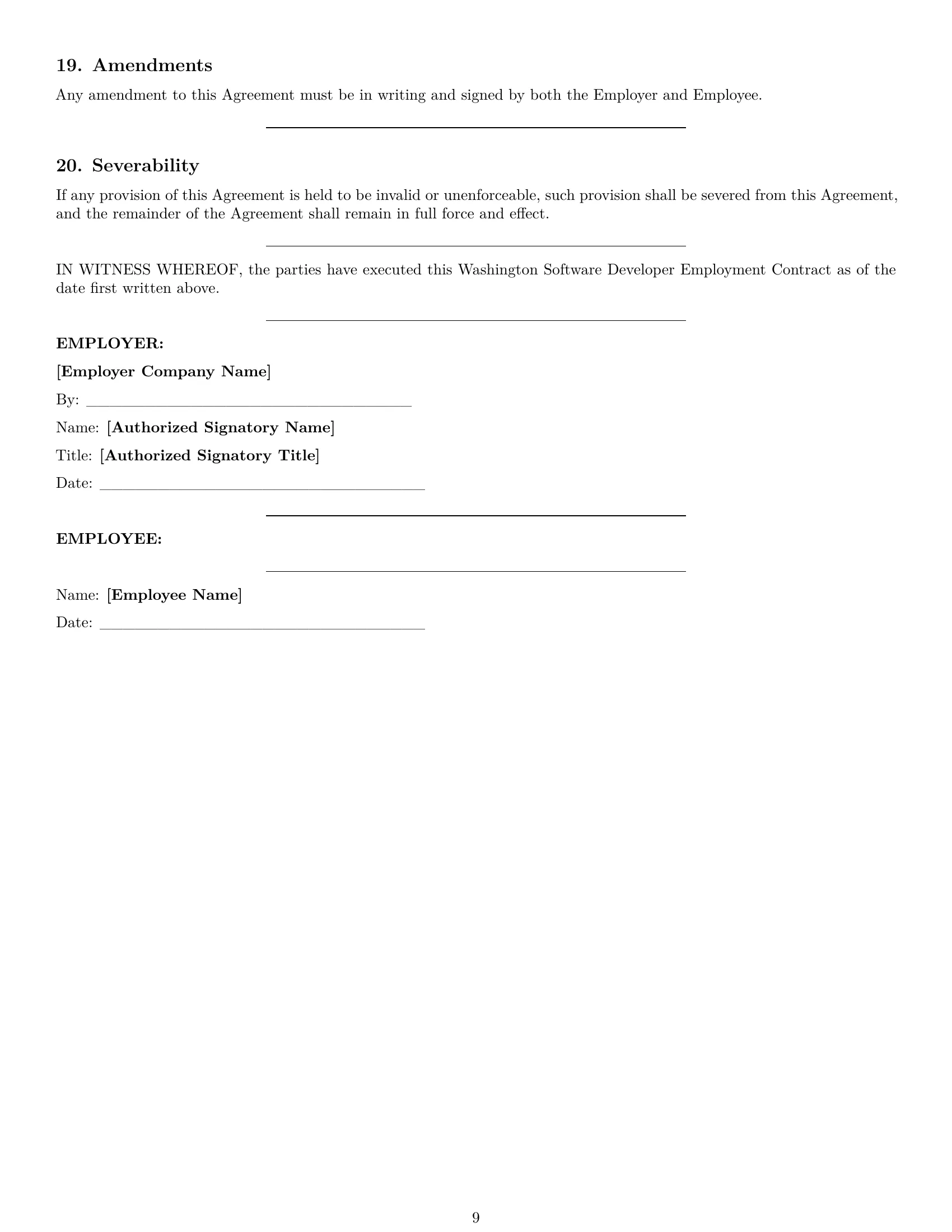 Preview page 9 of Pro Washington software developer employment contract template