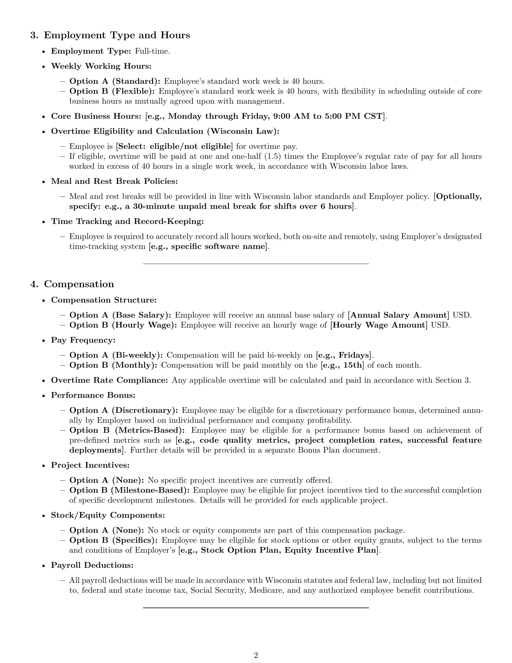 Preview page 2 of Pro Wisconsin software developer employment contract template