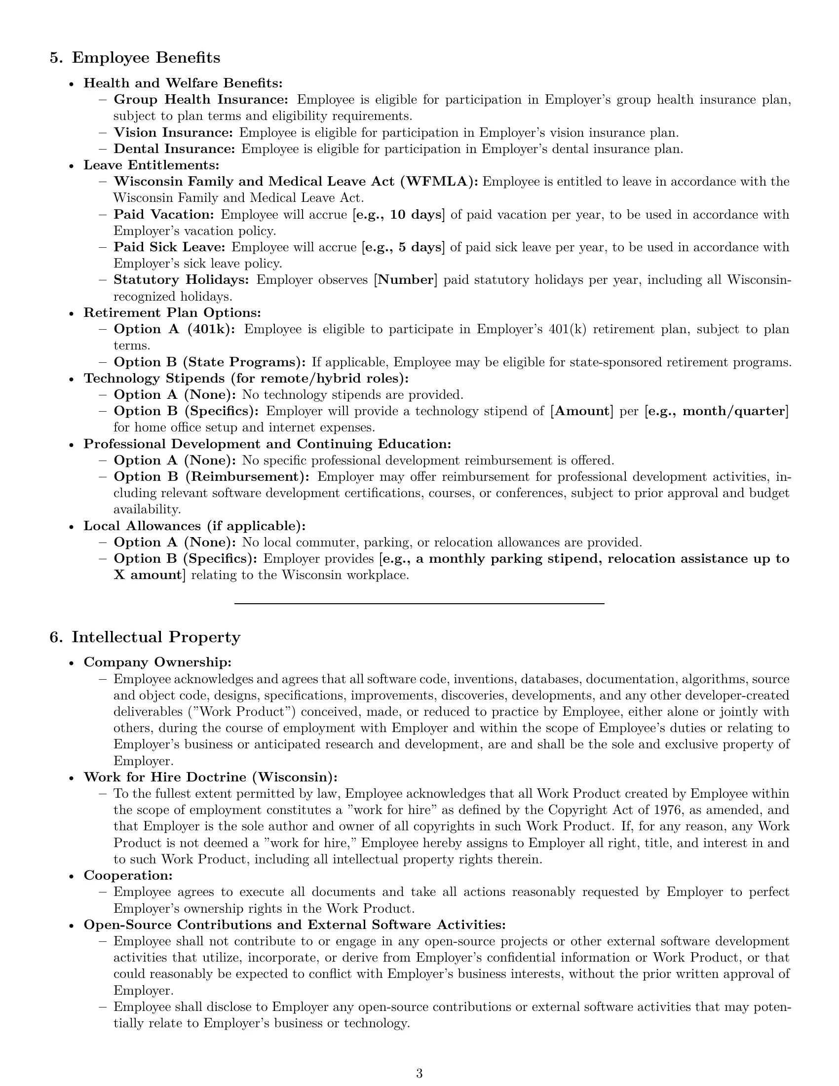 Preview page 3 of Pro Wisconsin software developer employment contract template