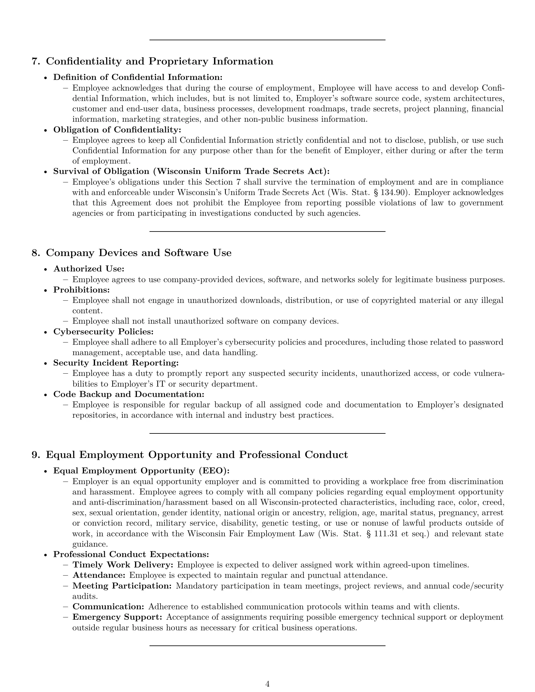 Preview page 4 of Pro Wisconsin software developer employment contract template