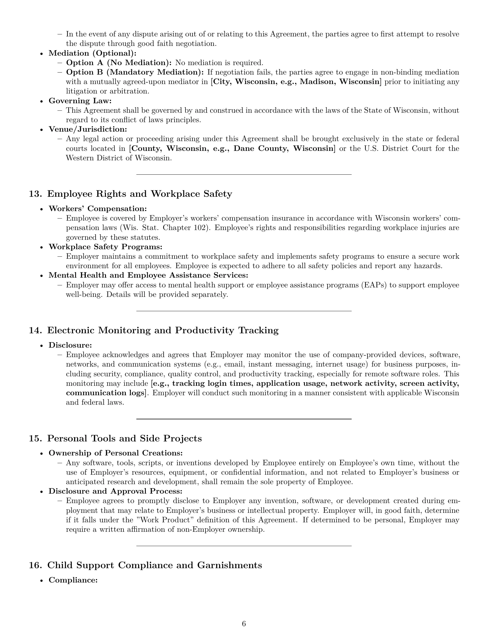 Preview page 6 of Pro Wisconsin software developer employment contract template