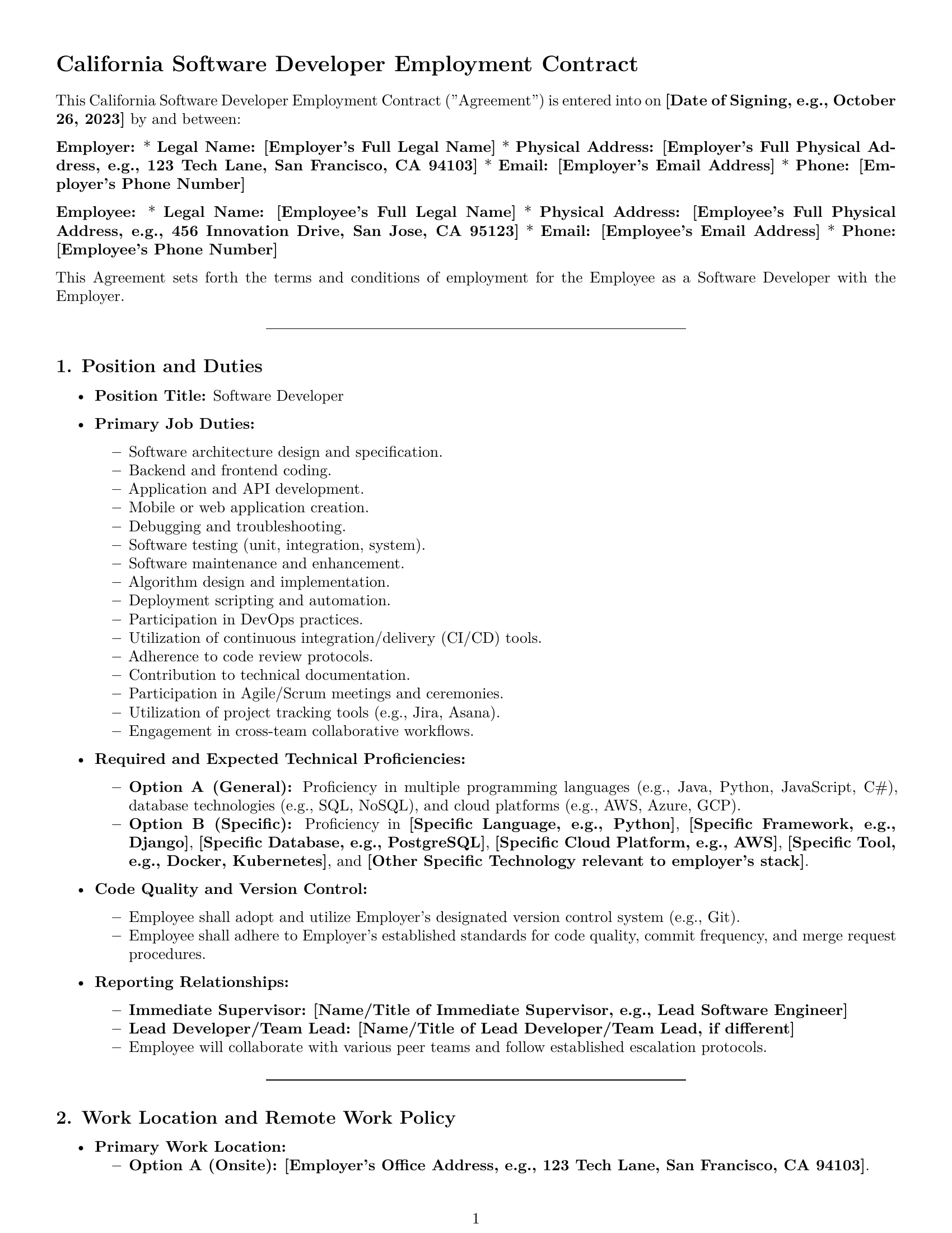 Preview page 1 of Pro California software developer employment contract template