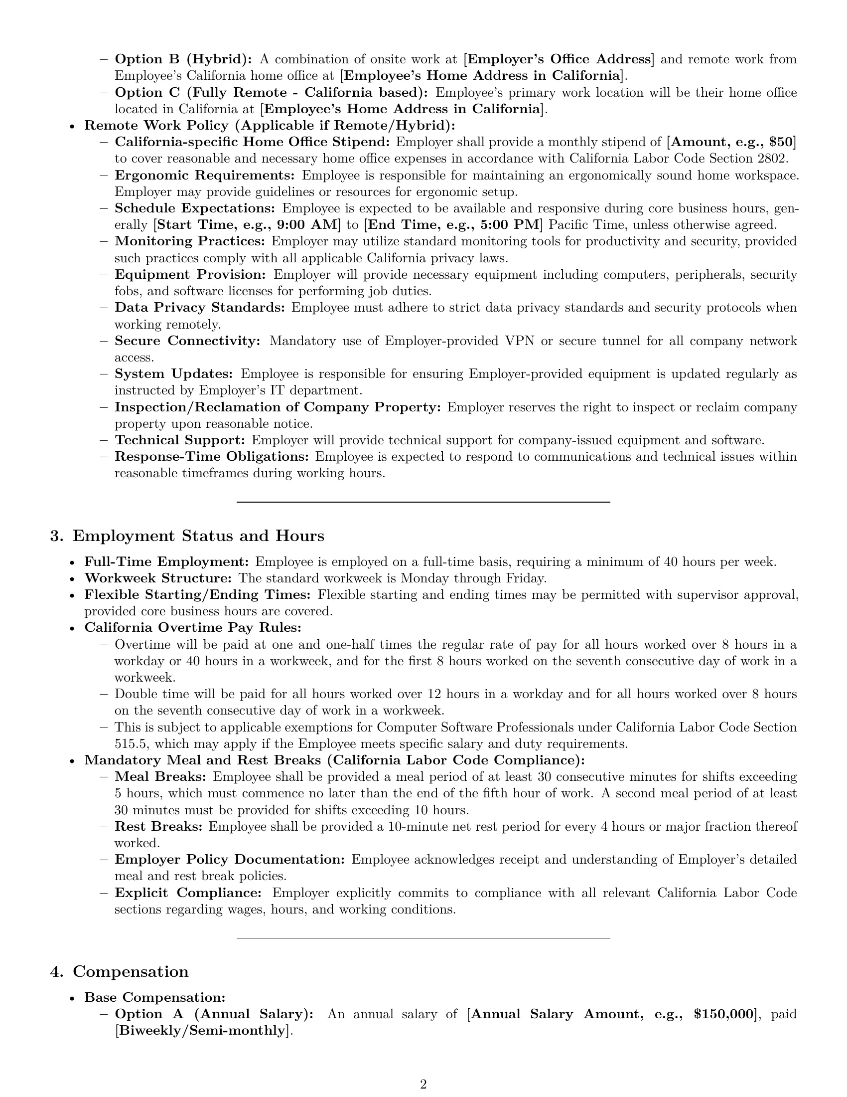 Preview page 2 of Pro California software developer employment contract template