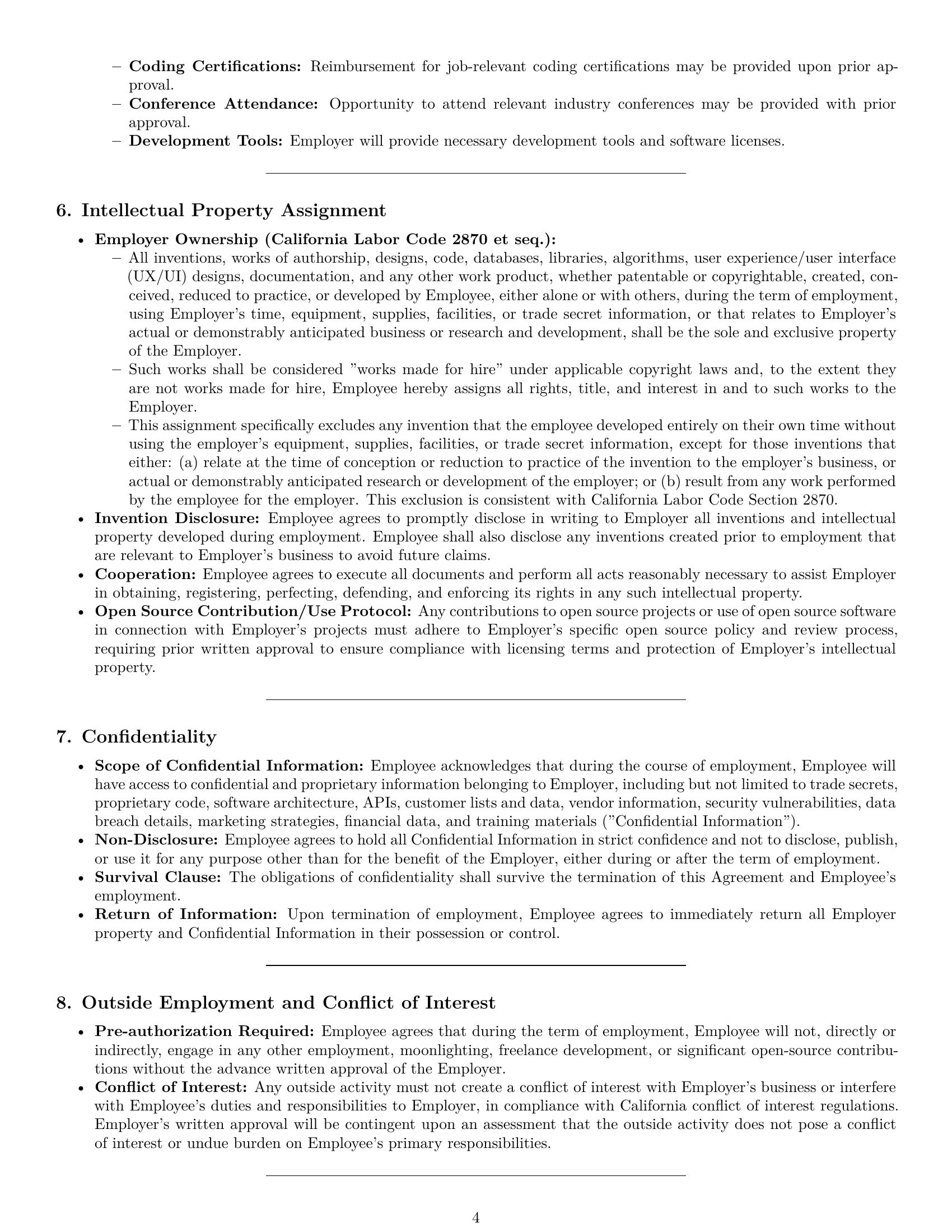 Preview page 4 of Pro California software developer employment contract template