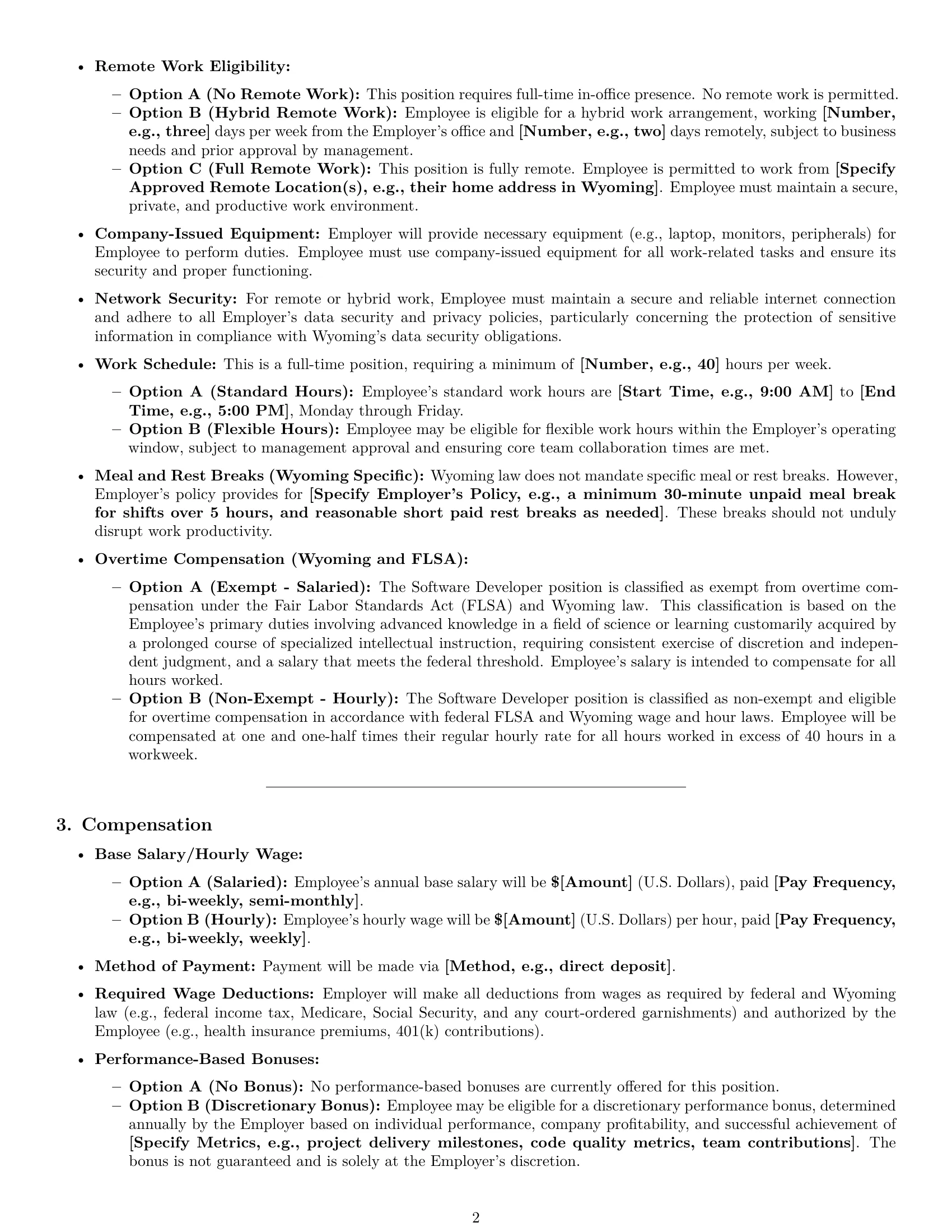 Preview page 2 of Pro Wyoming software developer employment contract template