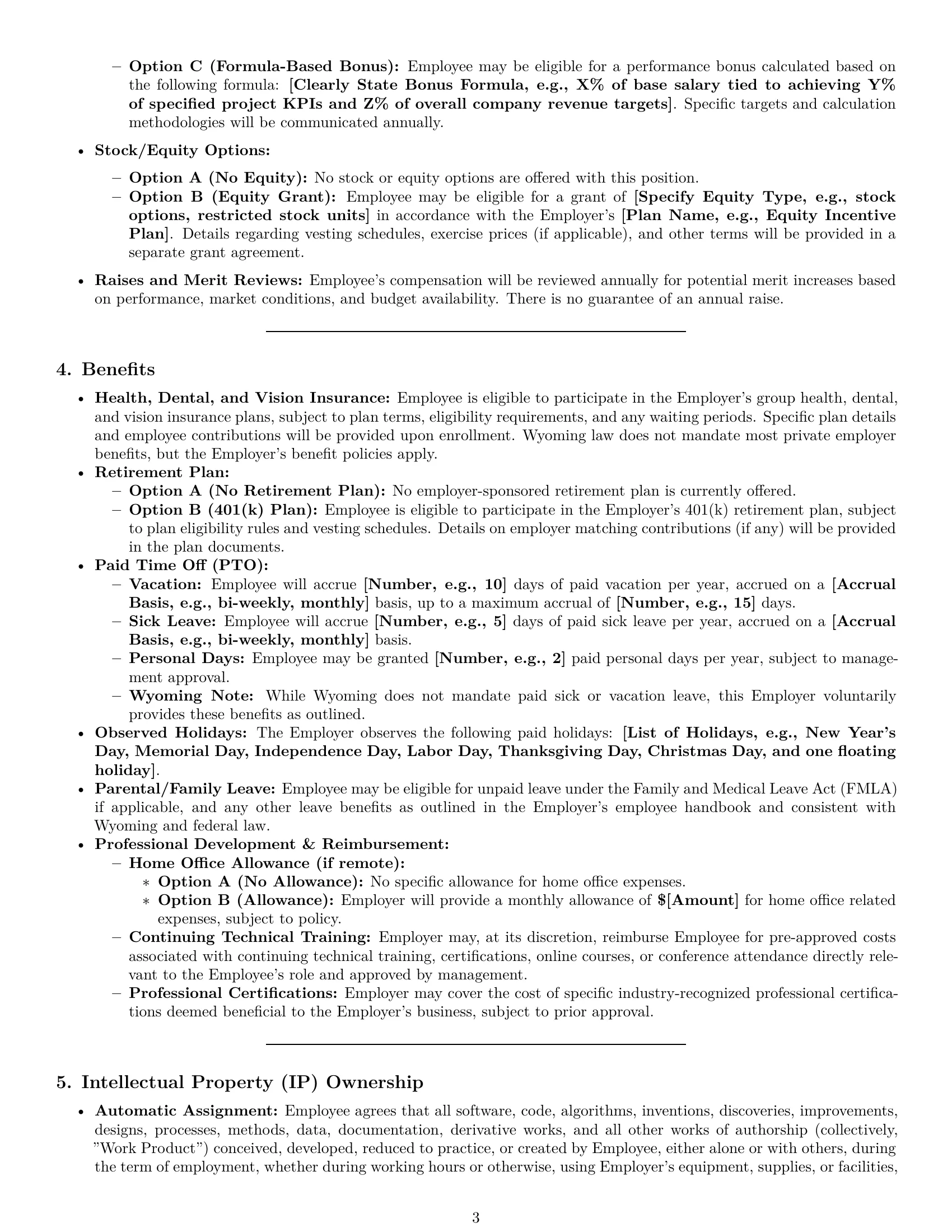 Preview page 3 of Pro Wyoming software developer employment contract template