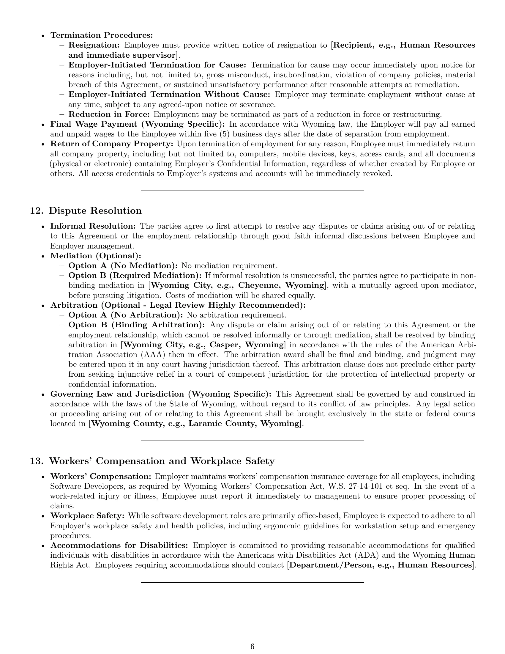 Preview page 6 of Pro Wyoming software developer employment contract template
