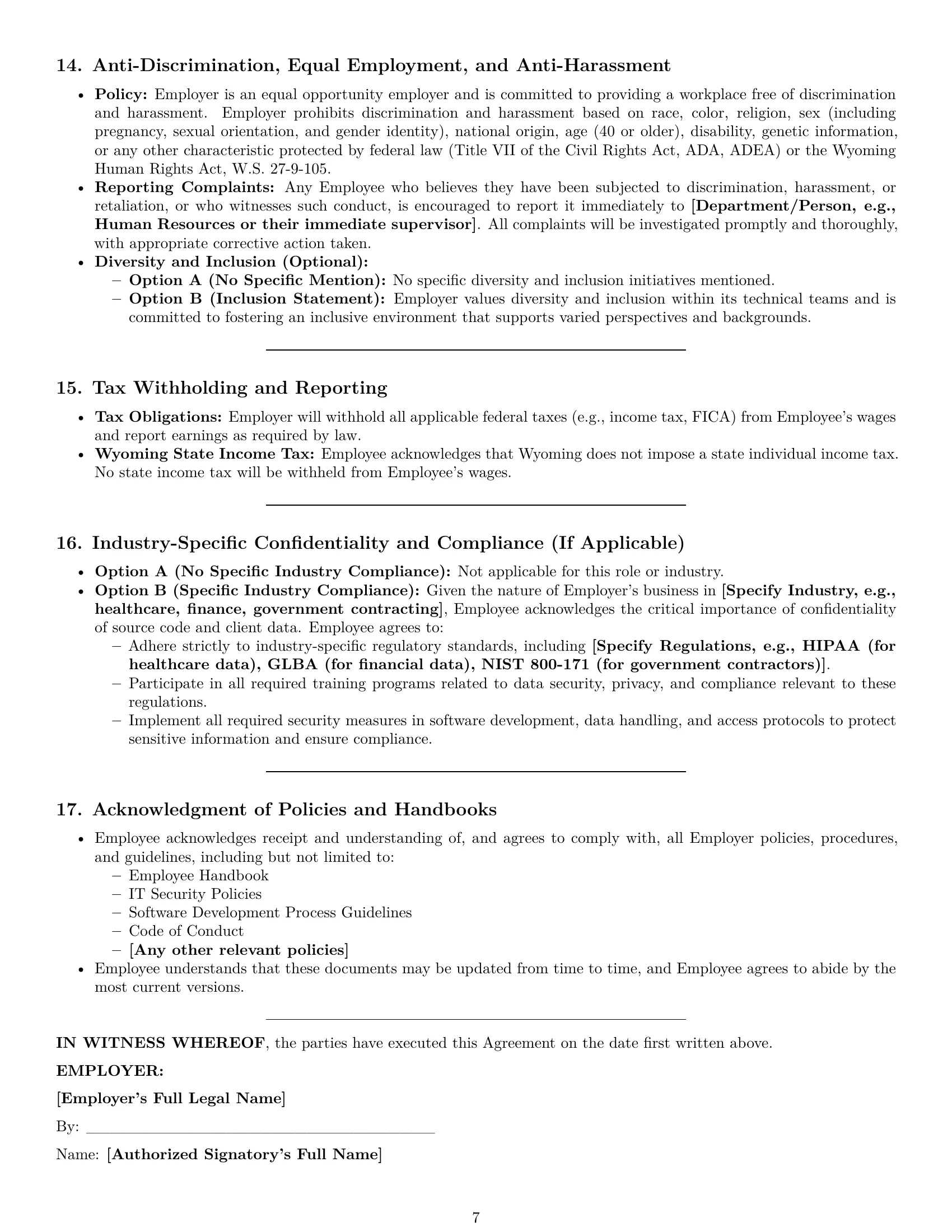 Preview page 7 of Pro Wyoming software developer employment contract template