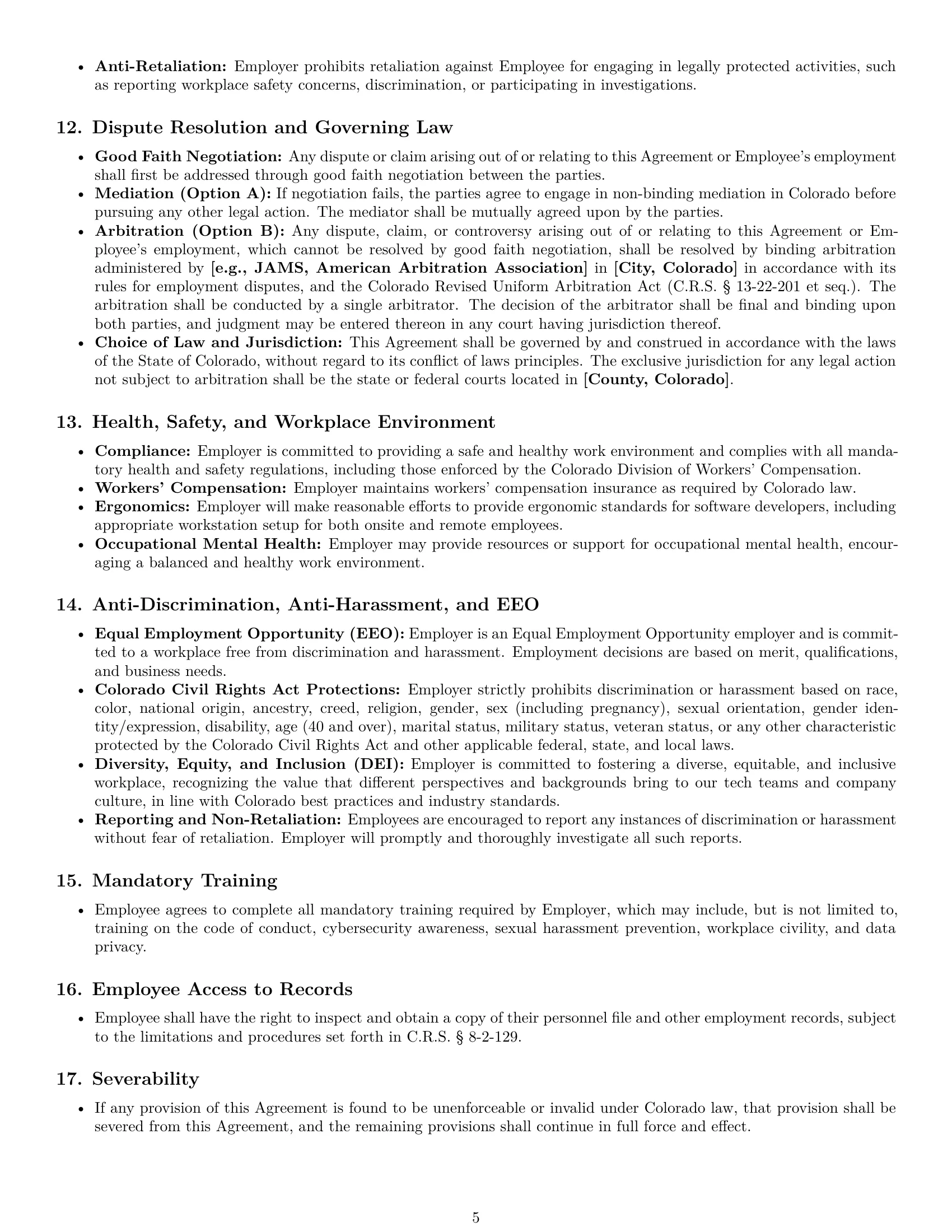 Preview page 5 of Pro Colorado software developer employment contract template