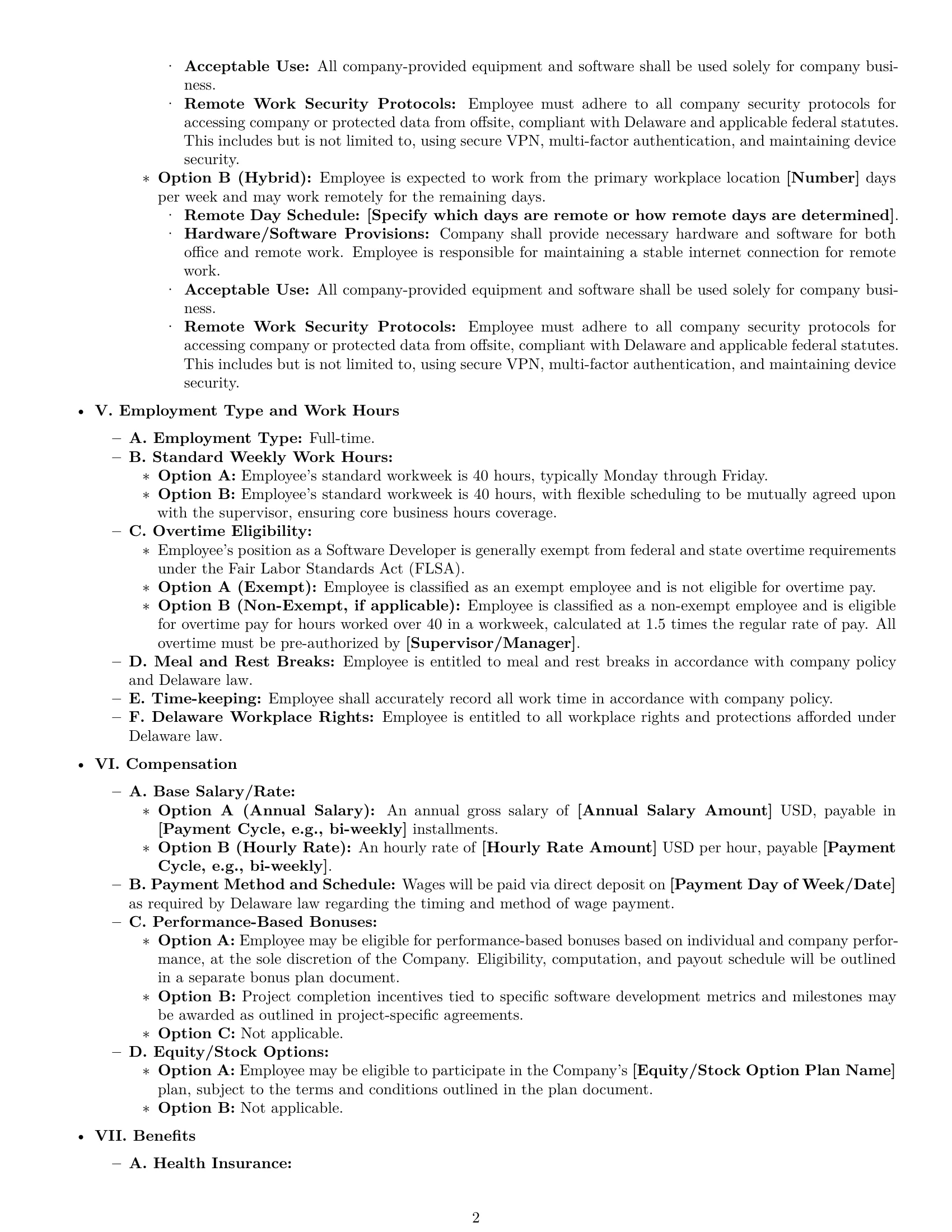Preview page 2 of Pro Delaware software developer employment contract template