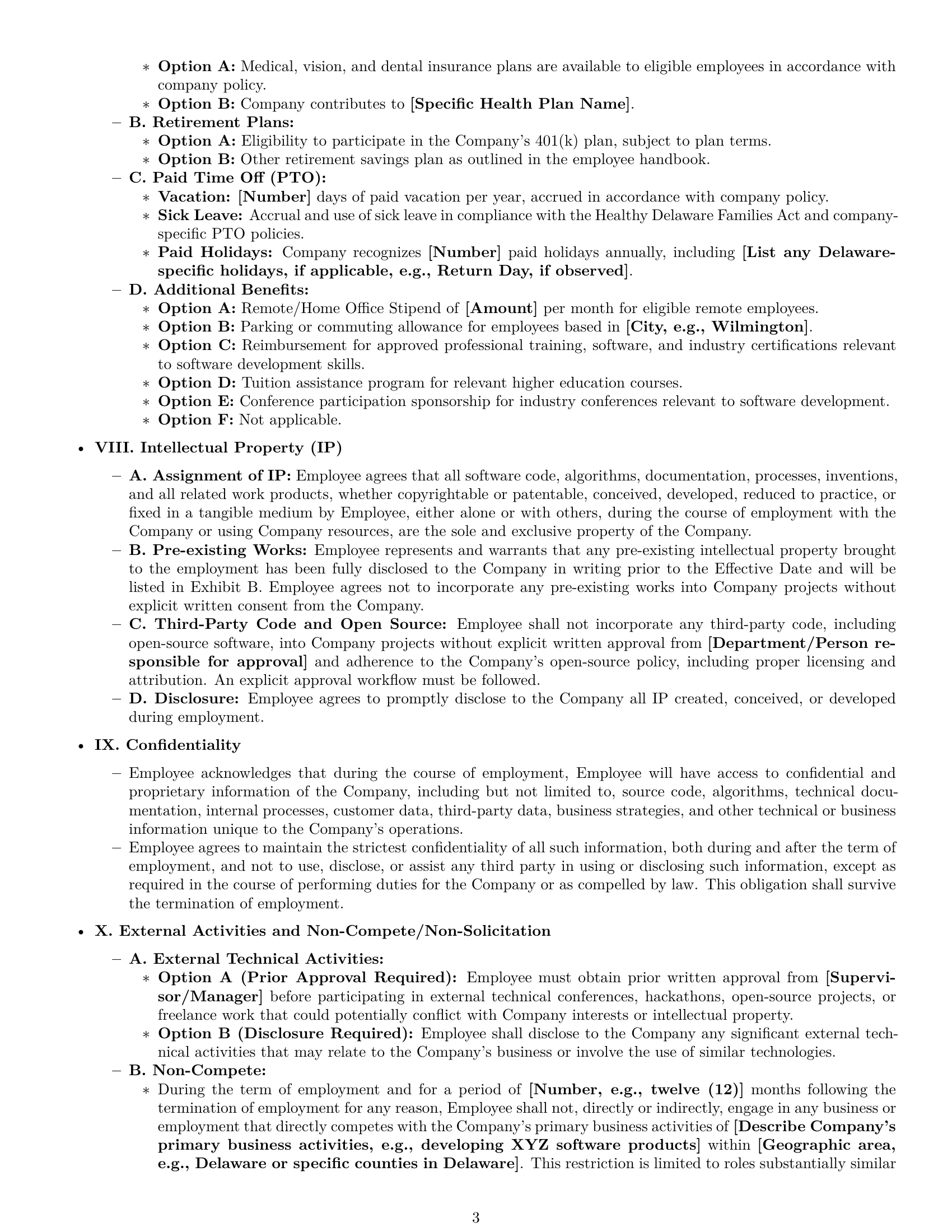 Preview page 3 of Pro Delaware software developer employment contract template