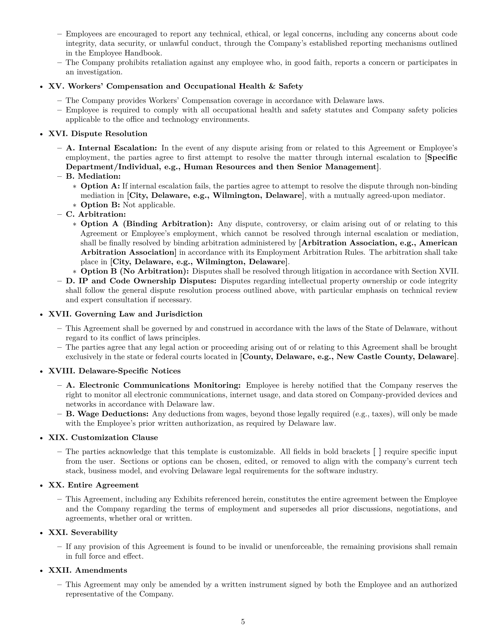 Preview page 5 of Pro Delaware software developer employment contract template
