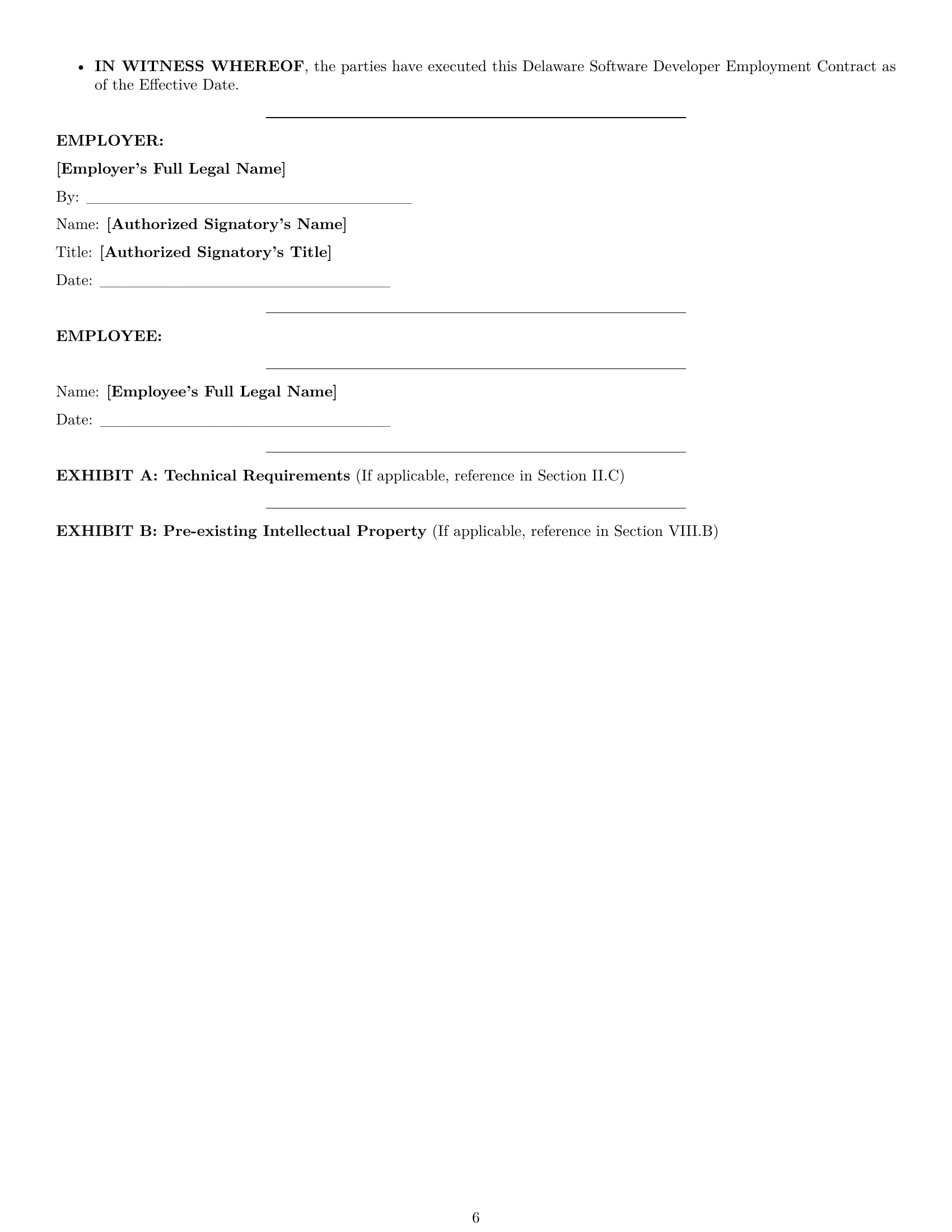 Preview page 6 of Pro Delaware software developer employment contract template