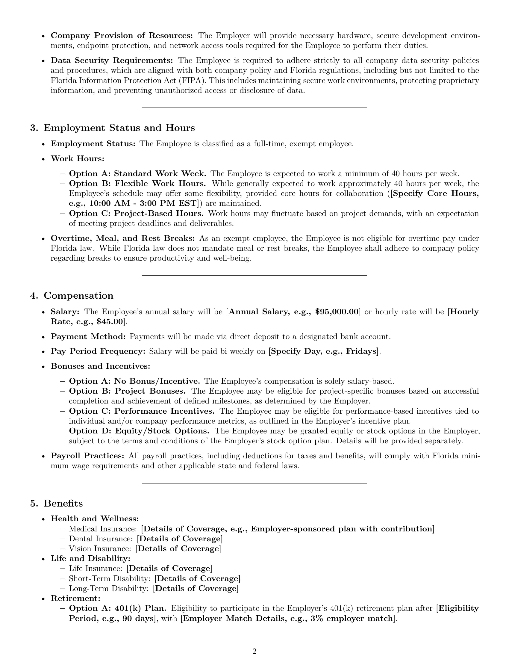 Preview page 2 of Pro Florida software developer employment contract template