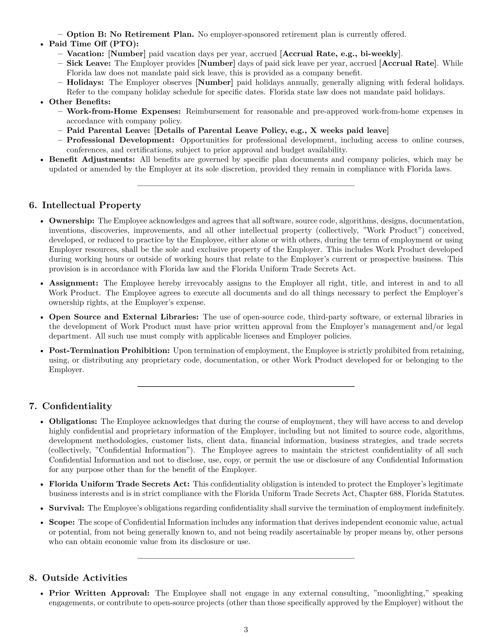 Preview page 3 of Pro Florida software developer employment contract template