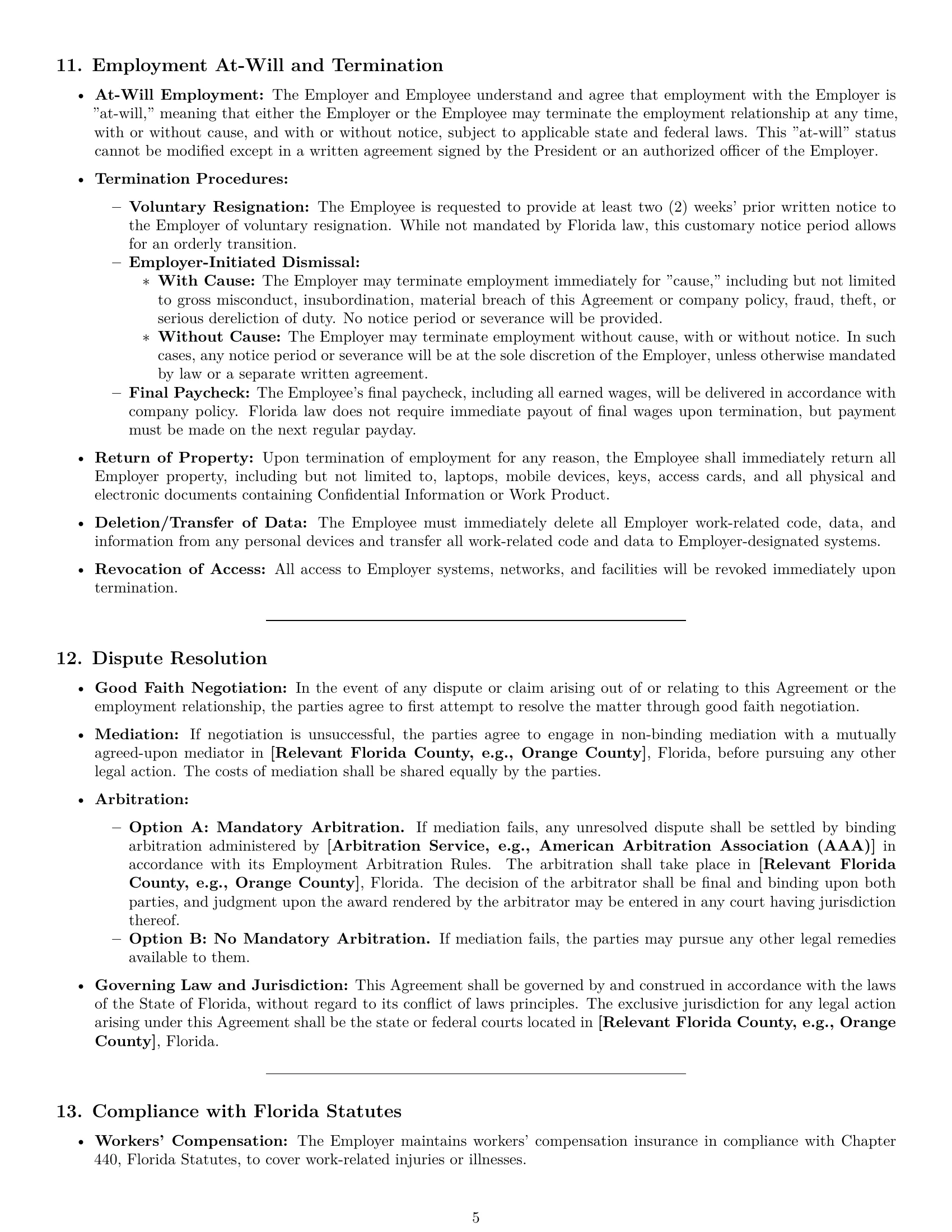 Preview page 5 of Pro Florida software developer employment contract template