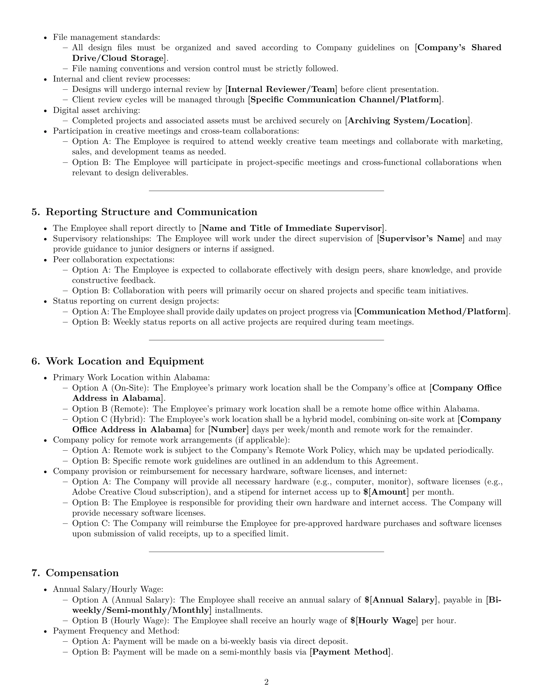 Preview page 2 of Pro Alabama graphic designer employment contract template