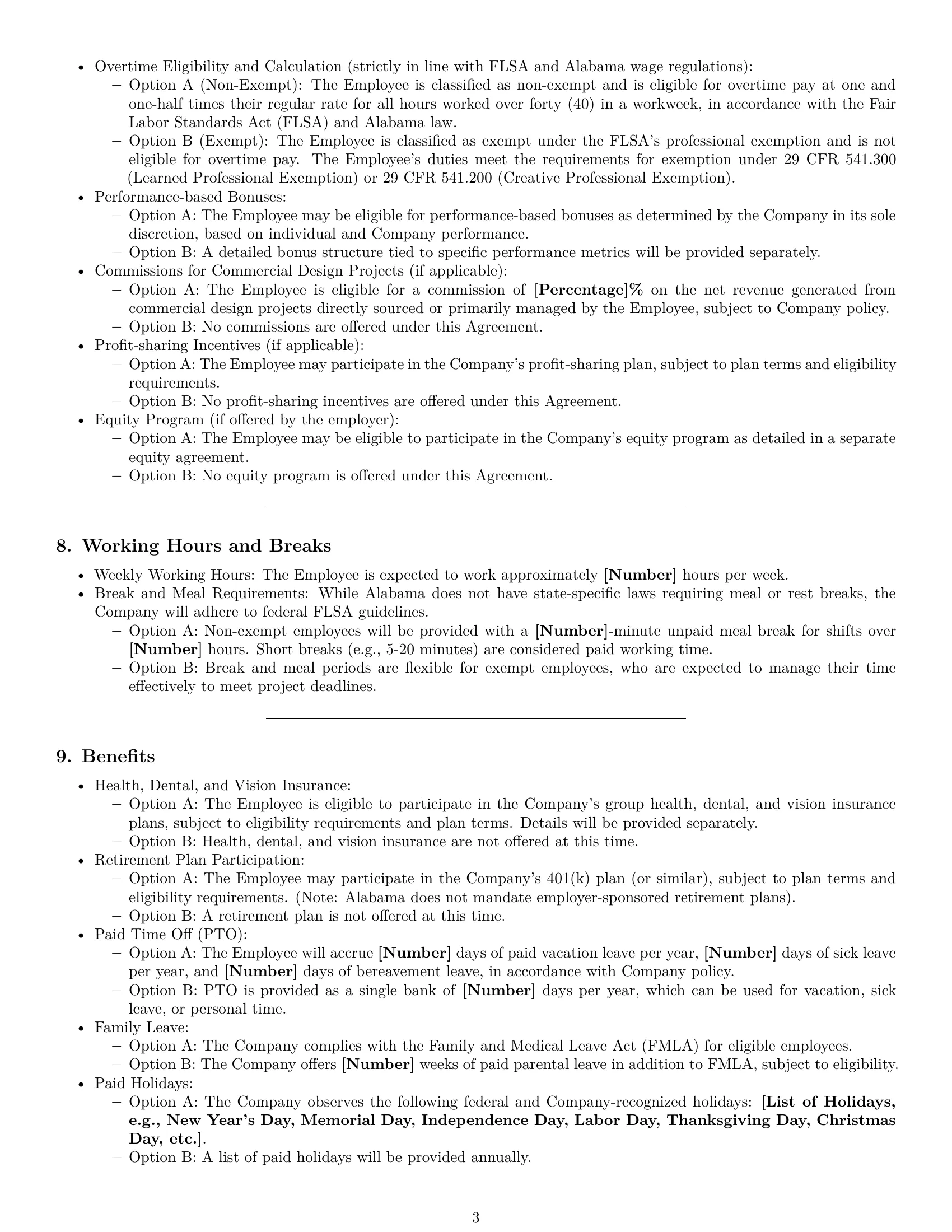 Preview page 3 of Pro Alabama graphic designer employment contract template