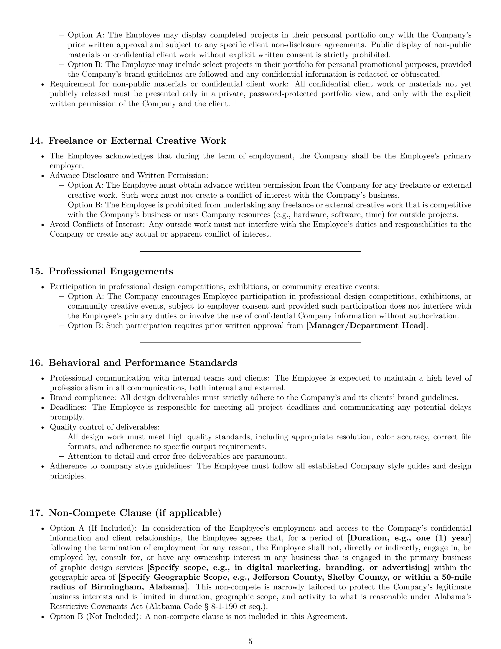Preview page 5 of Pro Alabama graphic designer employment contract template